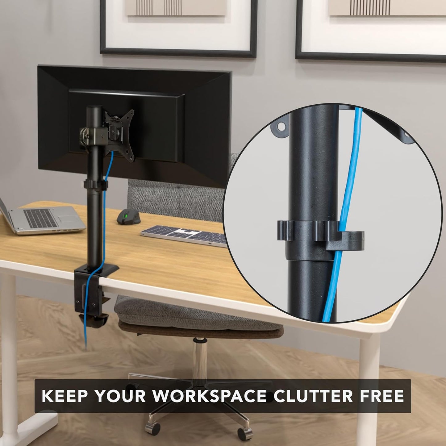 32" 19.8 lbs 360 160 40 Grommet Mount-It! Single Monitor Desk Mount Computer Screen Stand with Full Motion