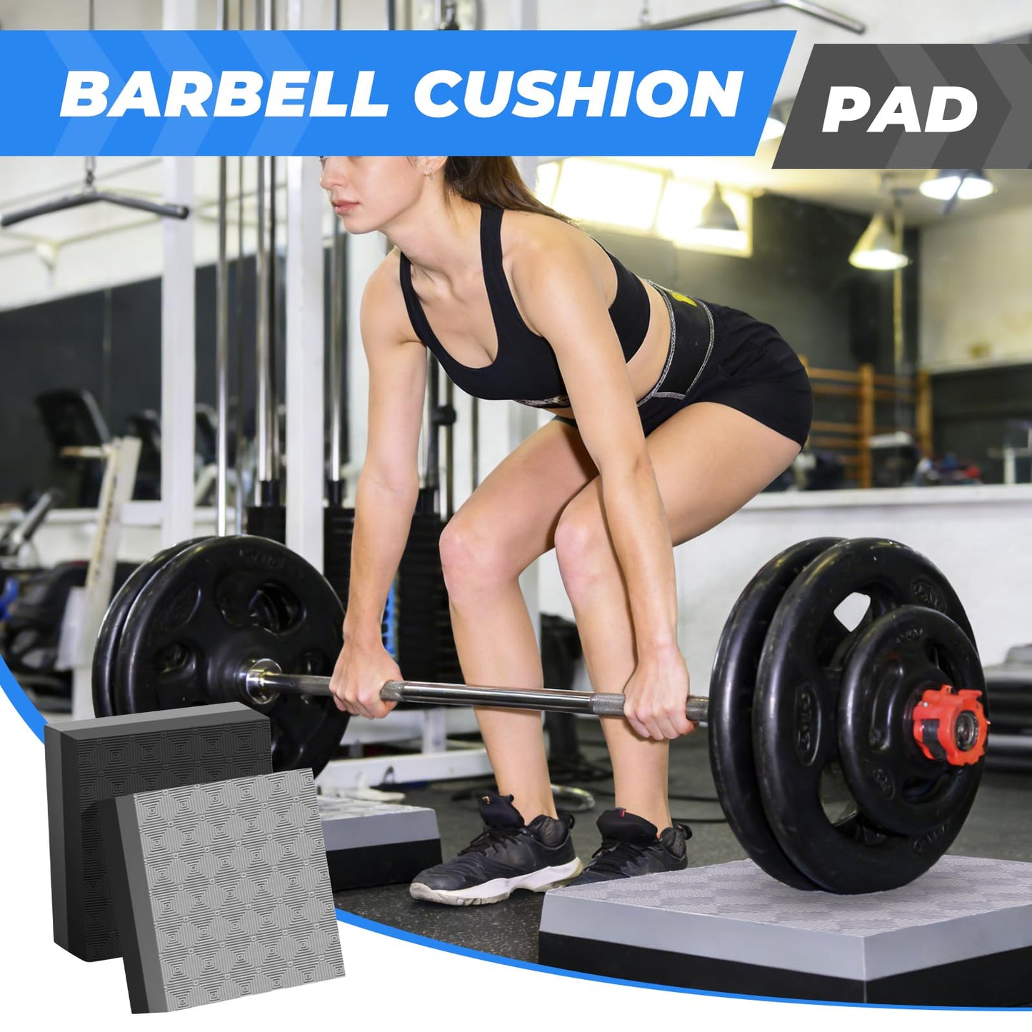 Colaxi Weightlifting Crash Pads for Floor Protection, Deadlift Mat, Weightlifting Crash Mats, Nonslip & Shock Absorbing Silencer Drop Pads for Fitness/Training/Yoga, Black Gray 40x33x4cm