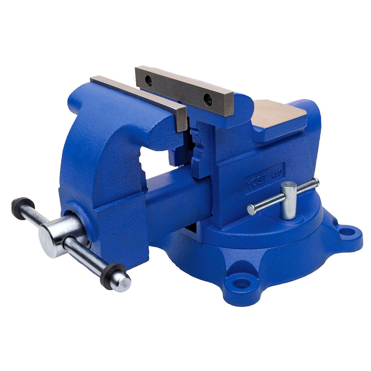 Yost Vises 460 Combination Vise | 6 Inch Jaw Width Heavy-Duty Utility Pipe and Bench Vise |Secure Grip with Swivel Base| Made with Cast Iron and Steel U Channel Bar | Blue