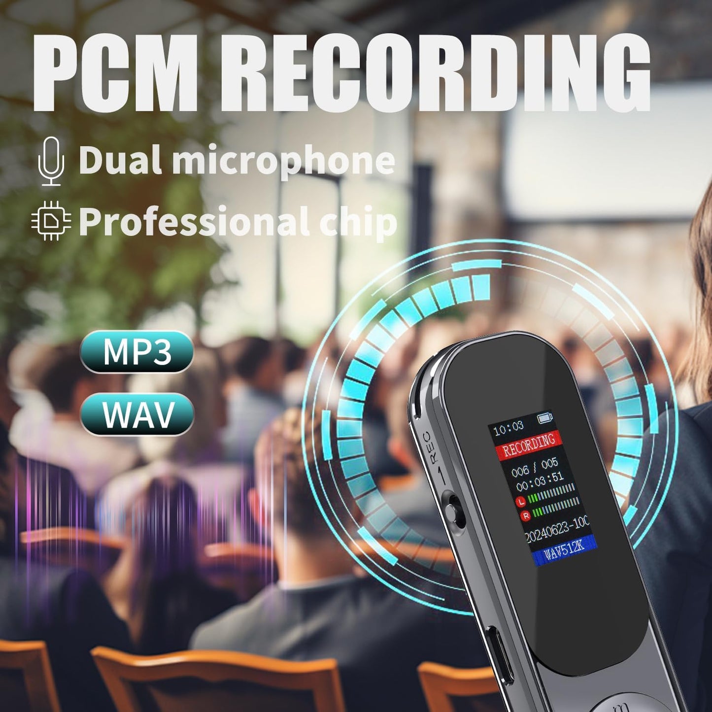 Axismink 64GB 4560 Portable Digital Voice Recorder with Playback, Hours of Extended Use Recording Device, Noise