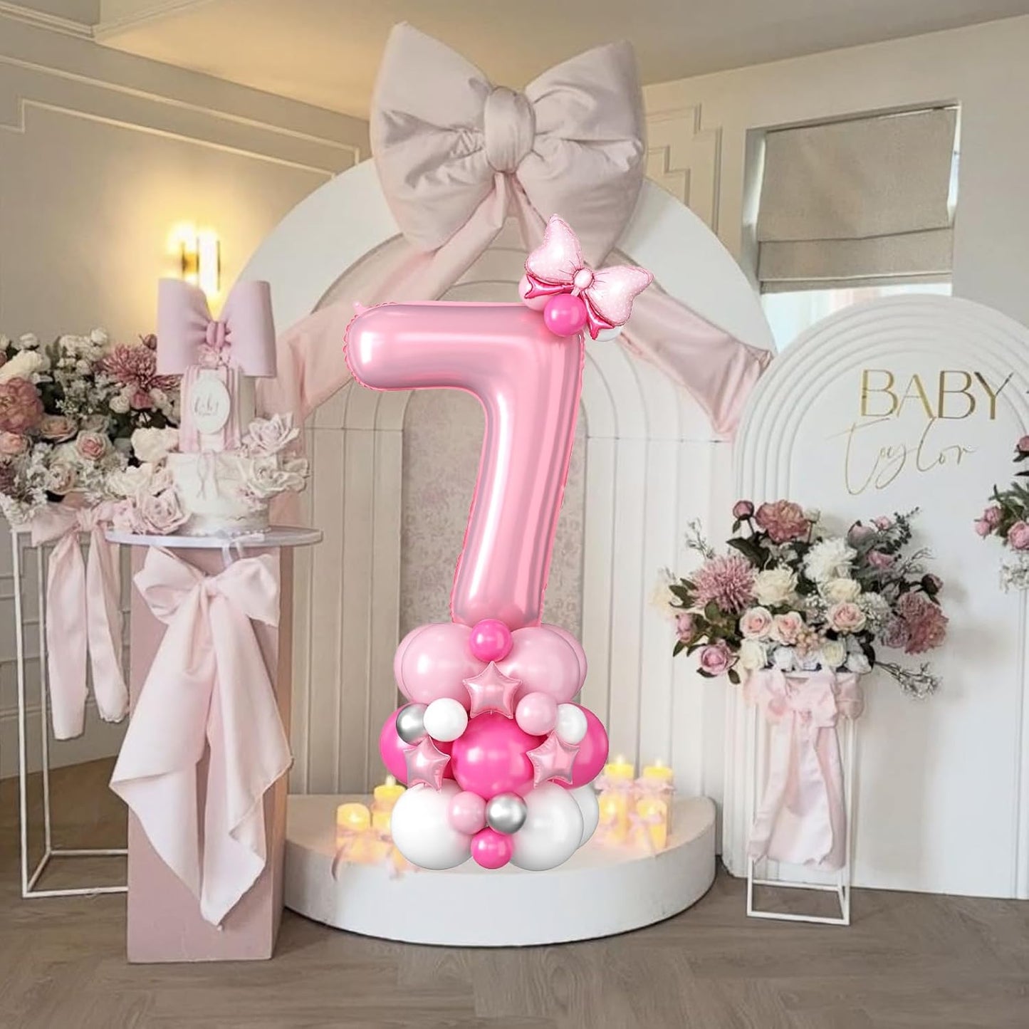 Skiennix 40-Inch Pink Number 7 Balloon - Giant Foil Balloon for 7th Birthday Party Decor