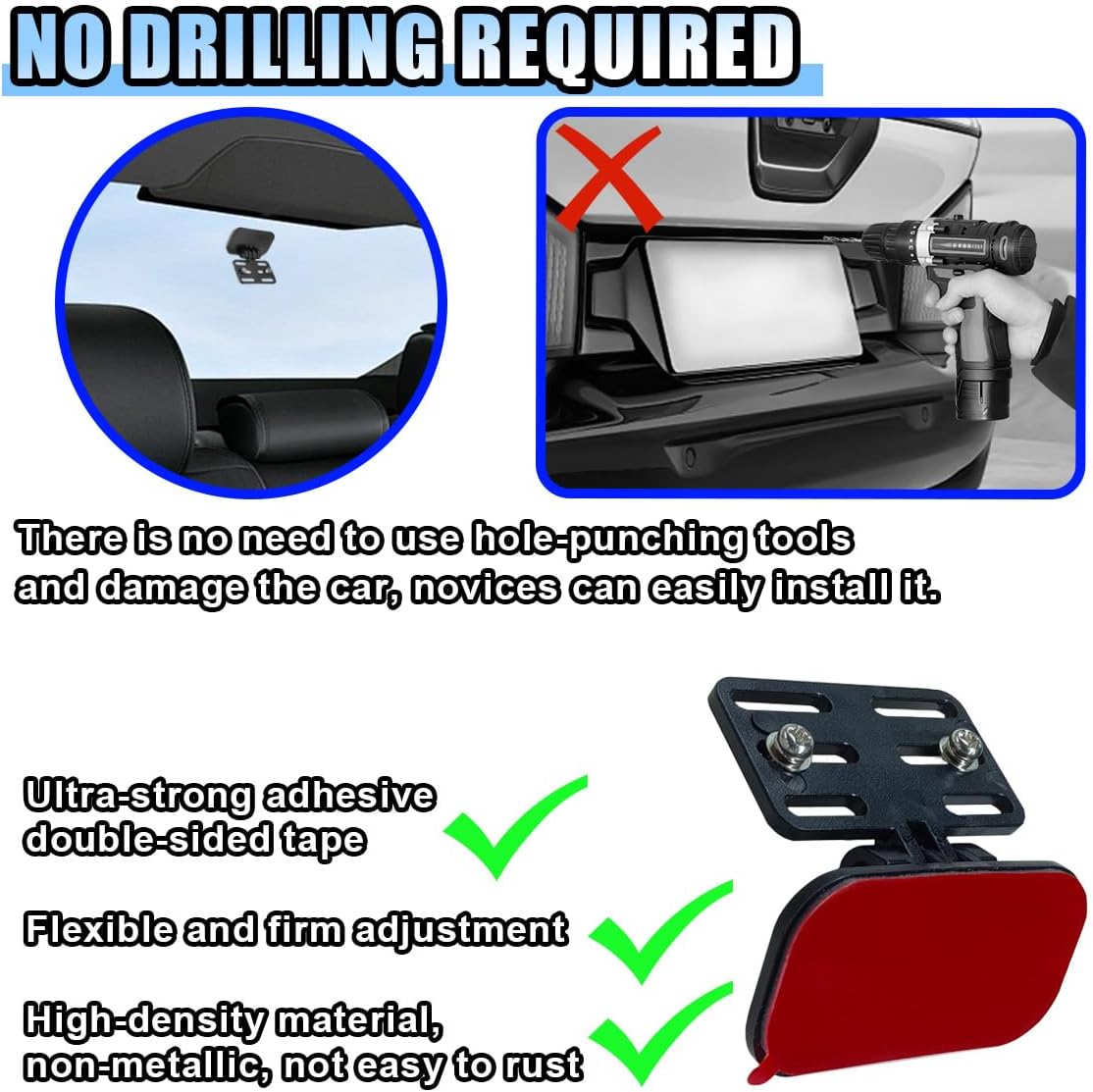 BDZMC (2 Set) Car Rear Camera Holder, Adjustable Vehicle Backup Camera Mount, Strong Adhesive Dash Cam Rear Camera Rear