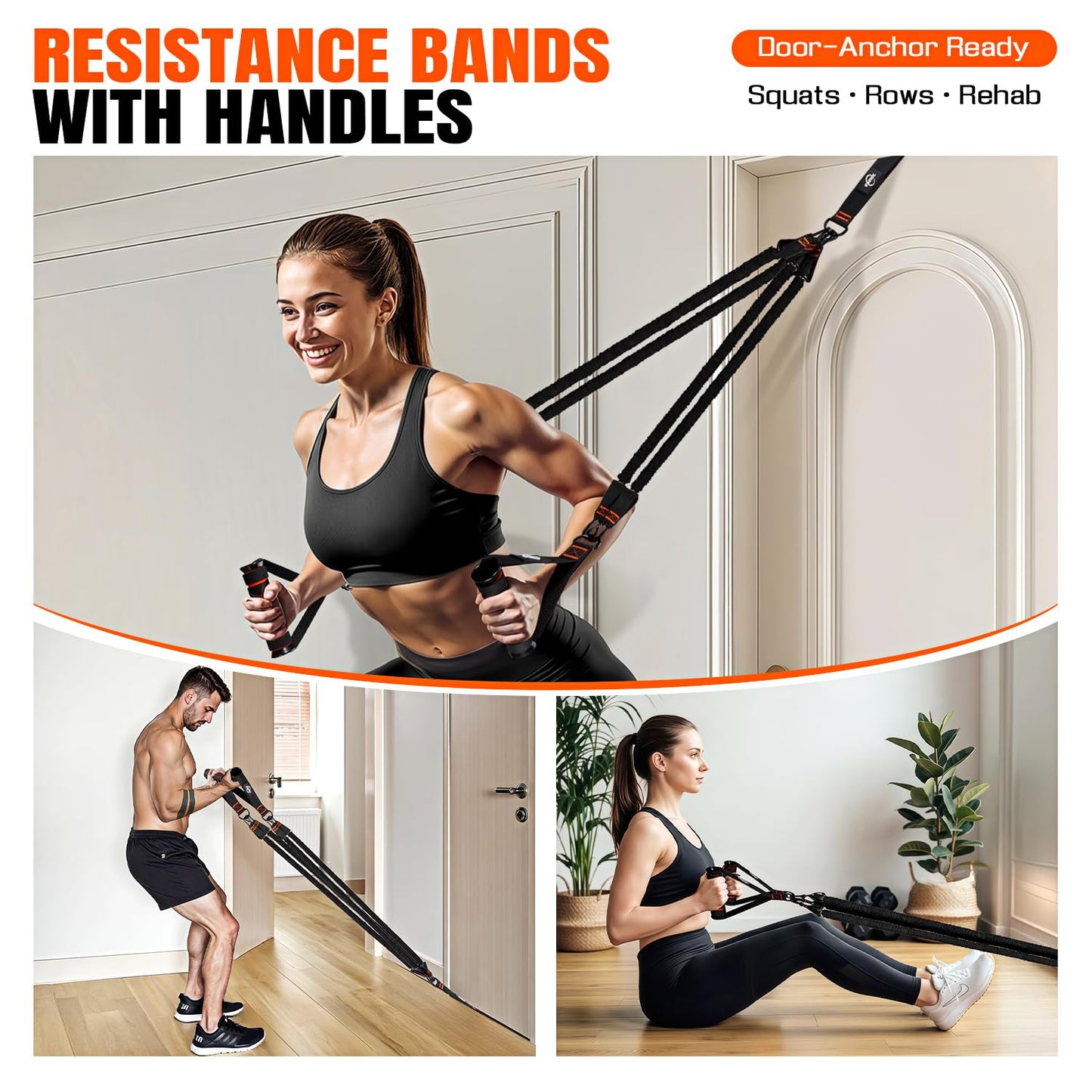 KRNIUC Pull Up Assistance Bands, Resistance Bands with Handles, Heavy Duty Pull Up Bands for Home Gym, Height Adjustable Chin Up Bar Assist Bands for Arm, Back, Strength Training Workout Equipment
