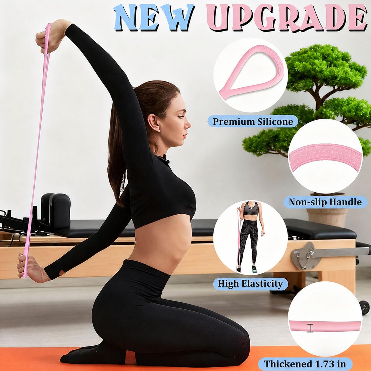 JYTIYUWA Resistance Bands with Handles,Figure 8 Resistance Band Elastic Fitness Bands Exercise Band for Home Yoga Gym Workout Purple 15LB