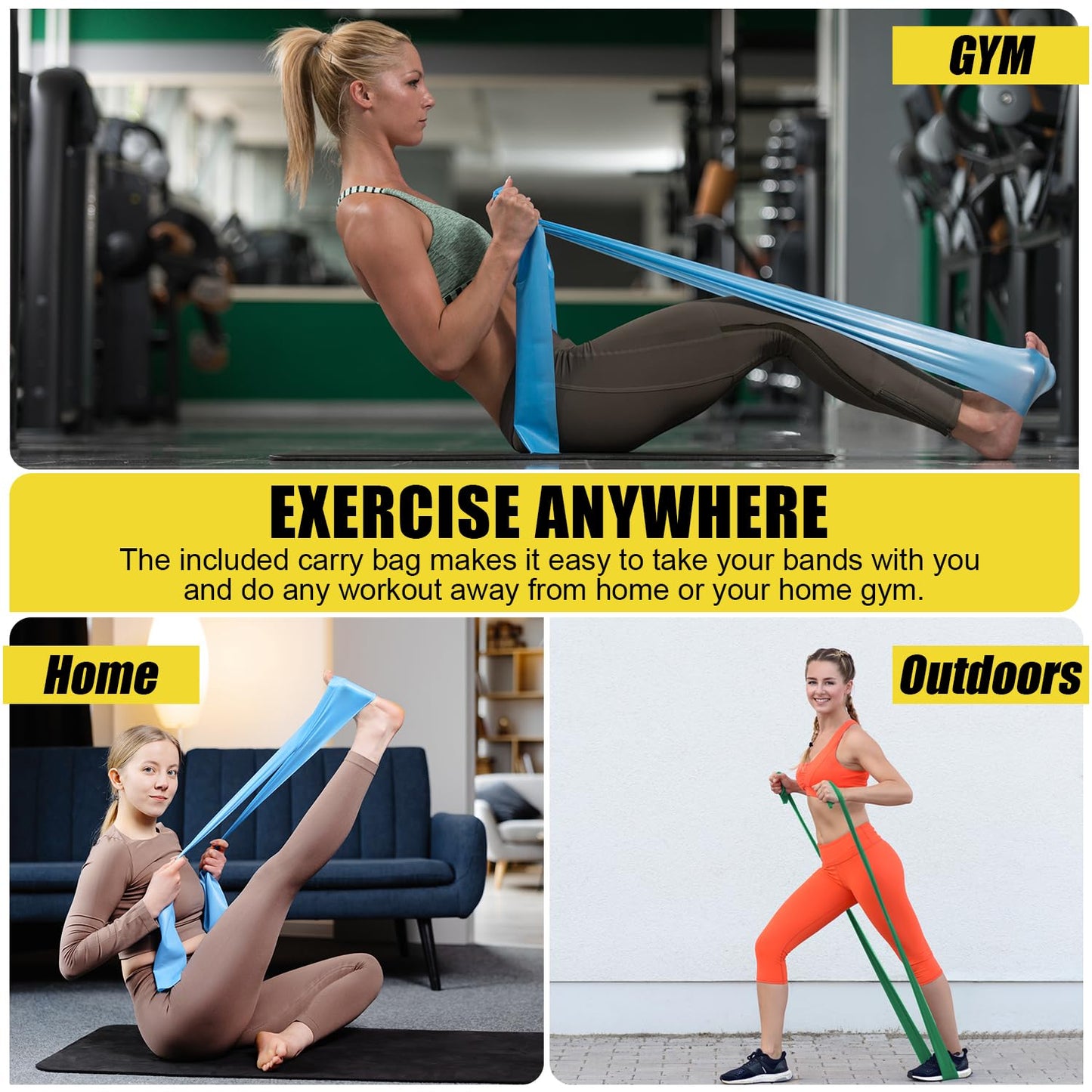 Resistance Exercise Band Kit,4 Pack 1.5M Resistance Bands for Women or Men,Physiotherapy Recovery Fitness Band for Mobility Strength & Rehab Premium Quality
