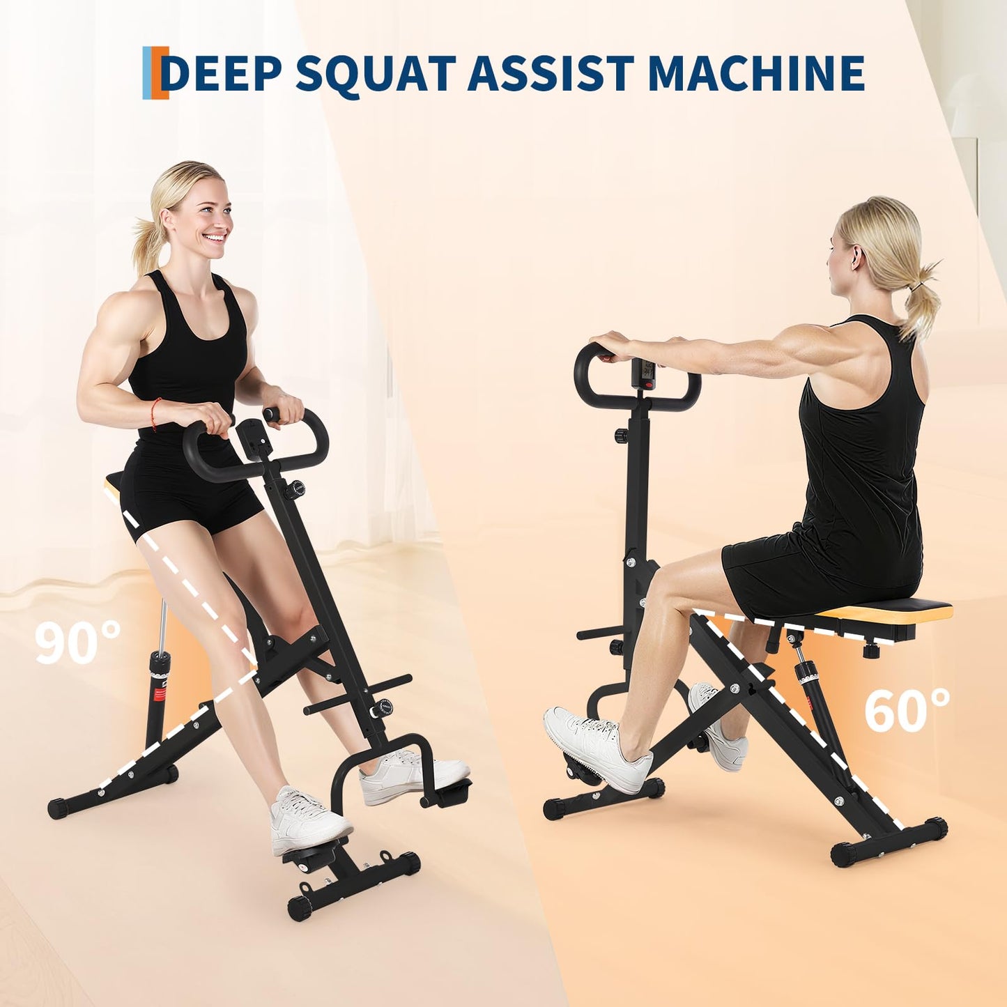 Garvee Squat Machine, Squat Assist Trainer with 12 Level Adjustable Resistance, Foldable for Home Storage - Full Body Workout Gym Equipment for Glutes & Legs, 350 LBS Capacity, White