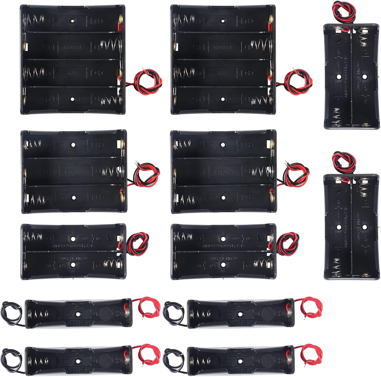 DORHEA 12PCS 18650 18650 3.7V, 1/2/3/4 3.7V 1/2/3/4 18650 Battery Holder Bundle with Wire Battery Holder Case x Series