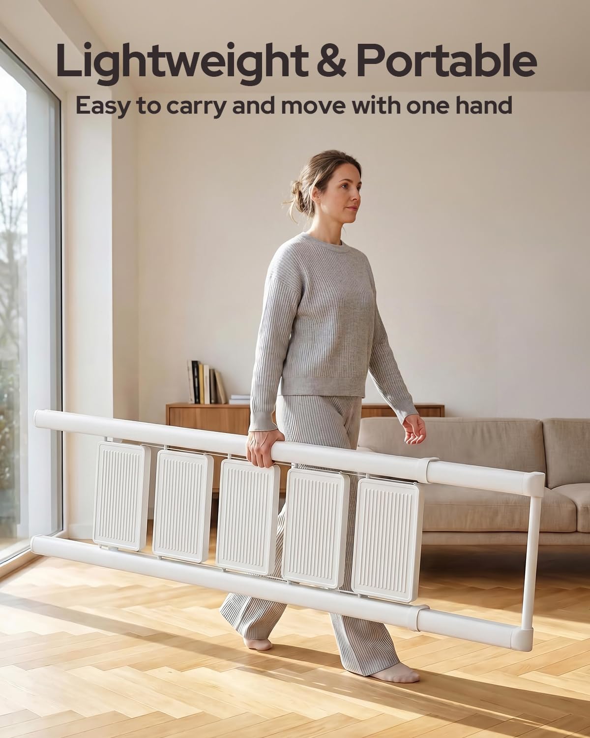GameGem 5 Step Ladder for 10 Feet High Ceiling, Folding Step Stool Stepladders with Anti-Slip and Wide Pedal for Home and Kitchen Use Space Saving (White)