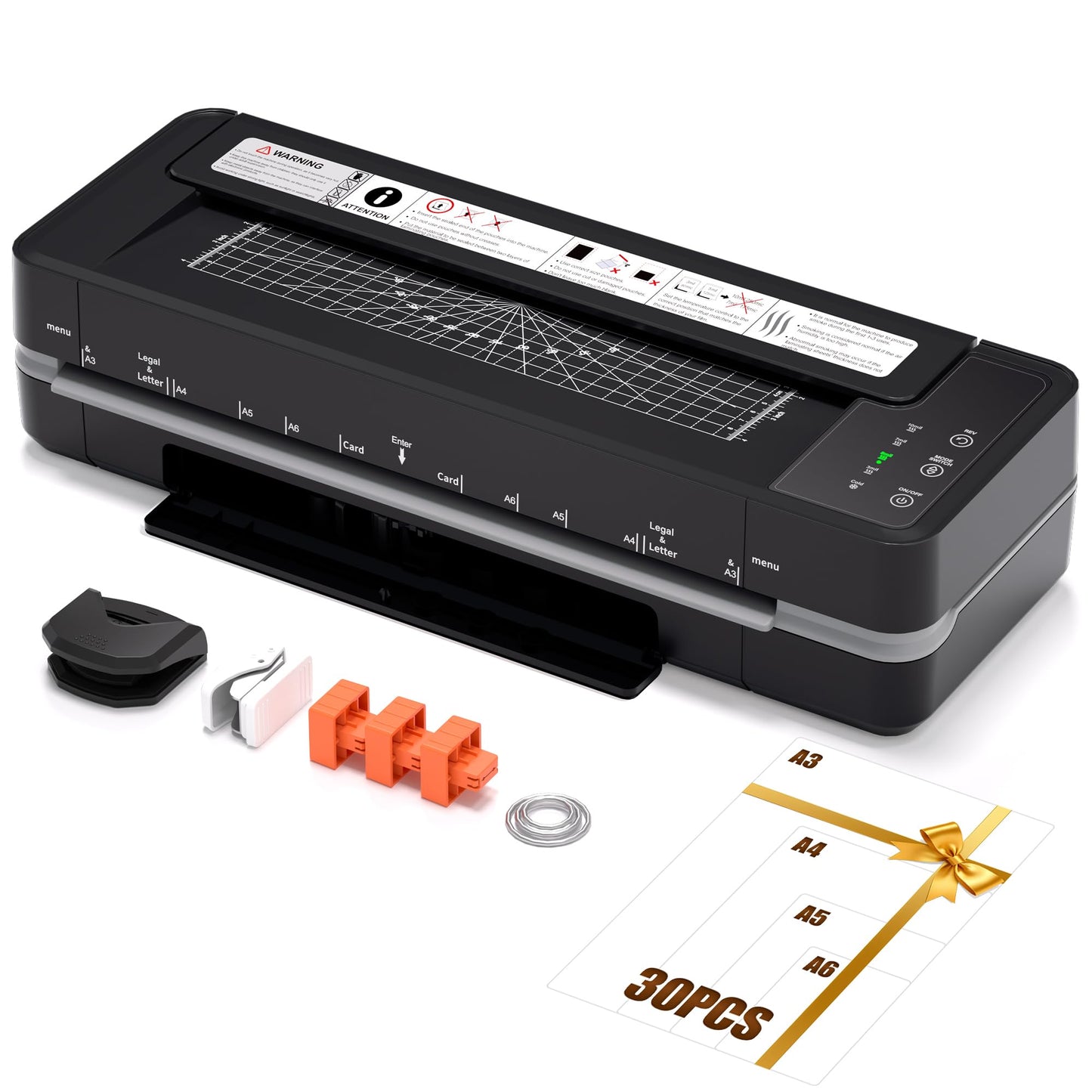 Commercial Laminator Machine 13 Inch 4-Roller, 55s Fast Warm-Up Never-Jam Lamination Machine, 3-10 Mil Thickness, Supports 11x17 & A3 Document Laminating, Includes 30 Laminating Sheets Black