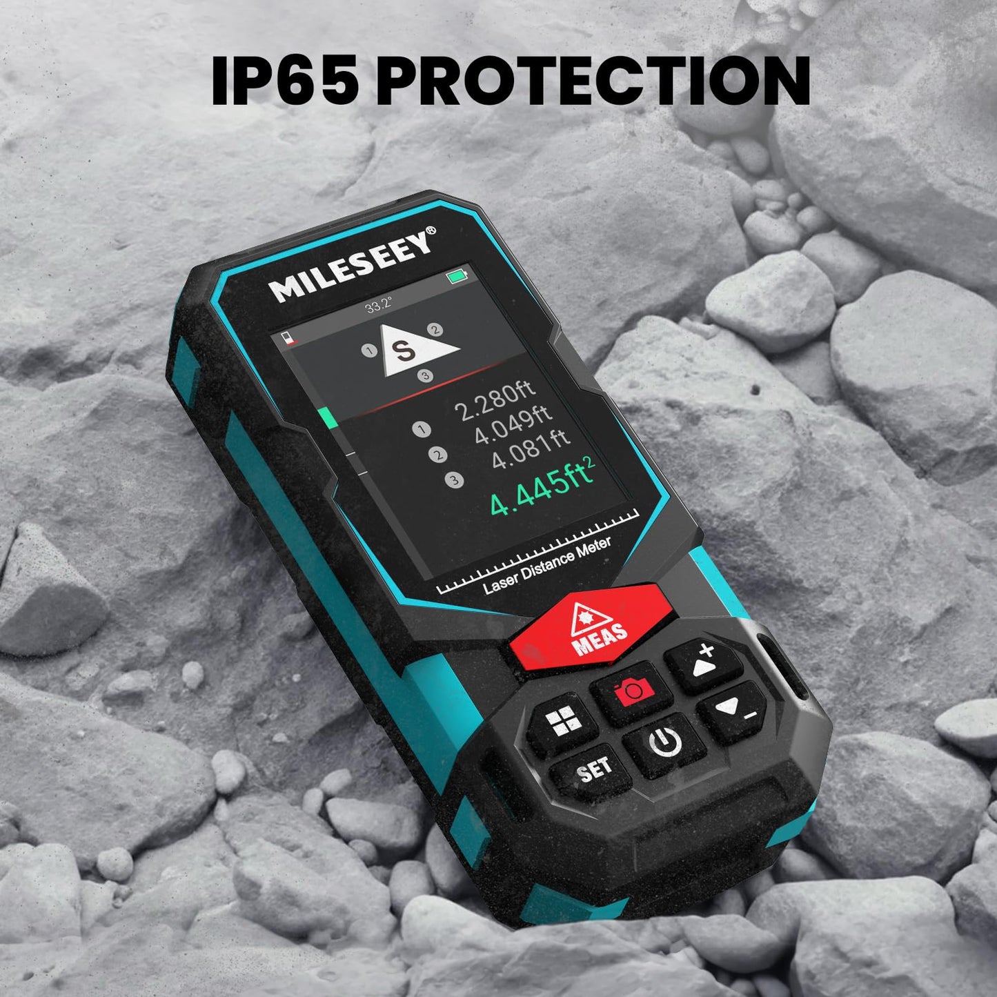 MILESEEY 330Ft Outdoor Laser Measure with Camera Viewfinder, Includes Adjustable Aluminum Tripod with Portable Handle and Protection Case for Protection and Organization