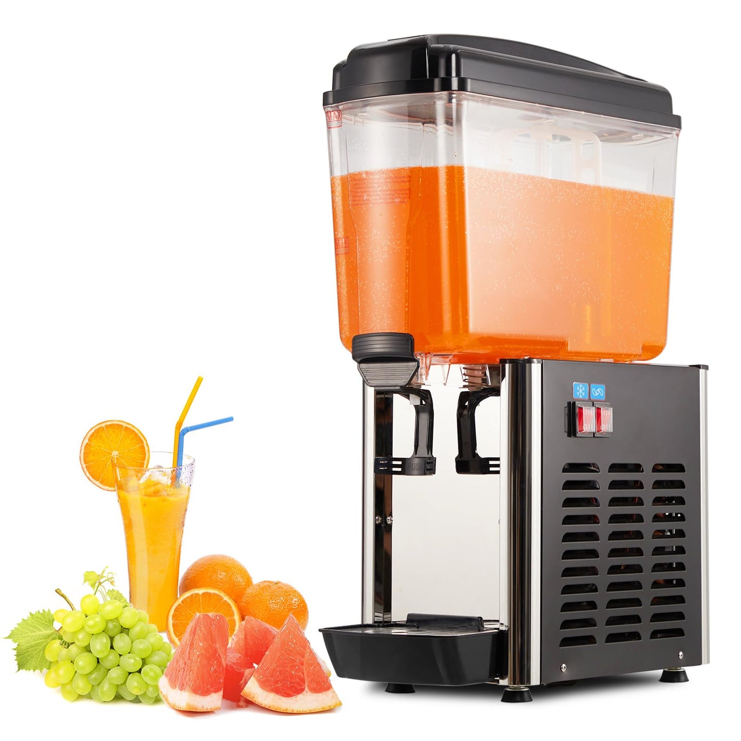 Commercial Beverage Dispenser, 4.8 Gallon 18L Single Tank 150W Commercial Juice Dispense, Food Grade Material Stainless Steel, Drink Dispenser for Parties, Restaurants & Hotels