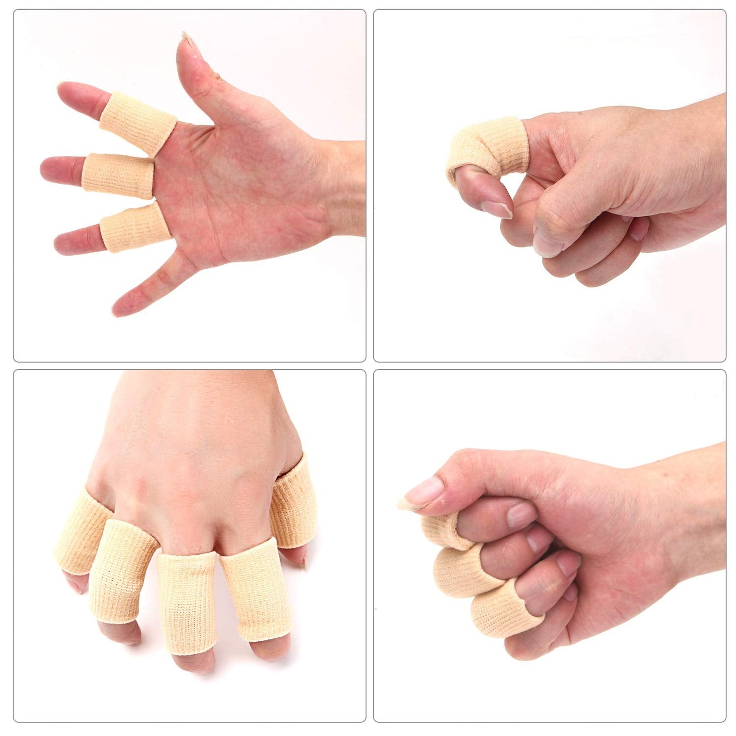 Senkary 20 Pieces Finger Compression Sleeves Elastic Finger Protectors Thumb Splint Brace for Arthritis Pain Relief, Basketball Sport (Beige)