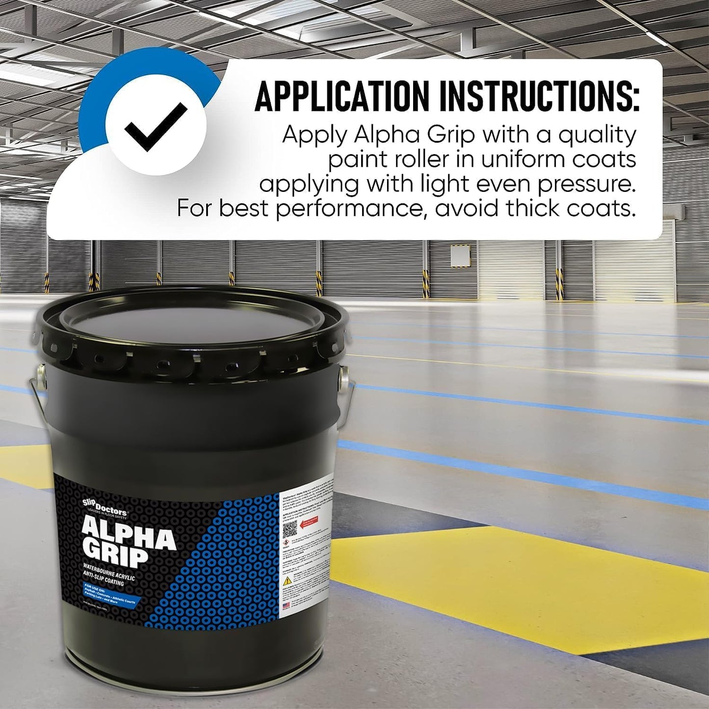 Alpha Grip Non-Slip Paint for Concrete & Asphalt – Non-Skid Coating Ideal for Striping Parking Lots, Playgrounds & Pavements (Red, 5 Gallon)