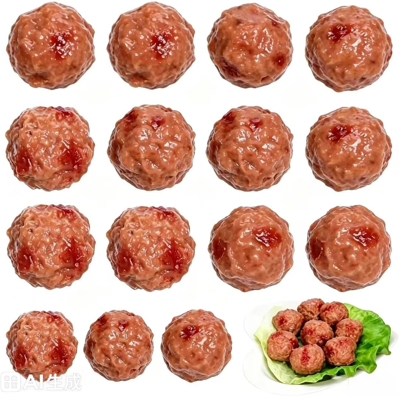 VOSCHOIX 16Pcs Realistic Artificial Meatballs, Simulated Beef Balls Beef Meatball Restaurant Prop PVC Realistic Food
