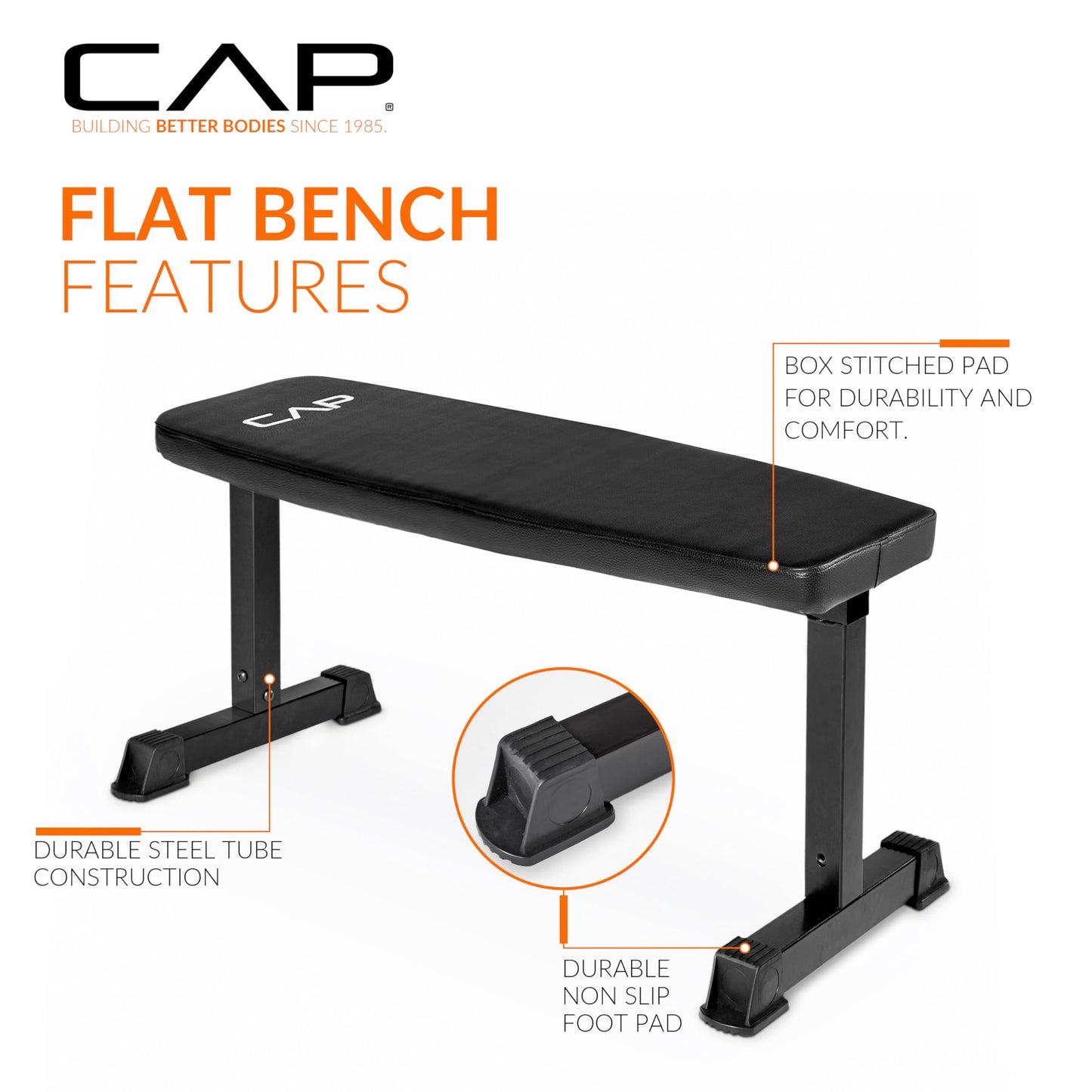CAP Barbell Flat Weight Bench, Black