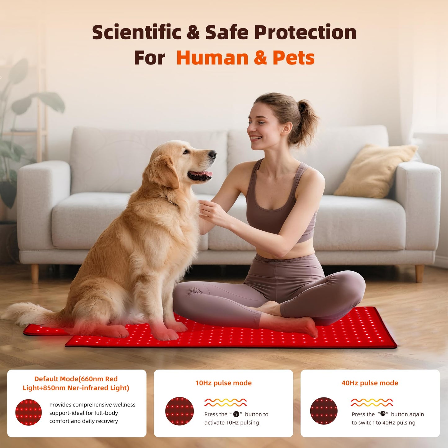 Red Light Therapy Mat for Body 42"x16", 480 LEDs Infrared Light Therapy Pad with Dual Wavelengths 660nm & 850nm for Back Shoulder Abdomen Area, Pulse Modes, Timer & Intensity Control