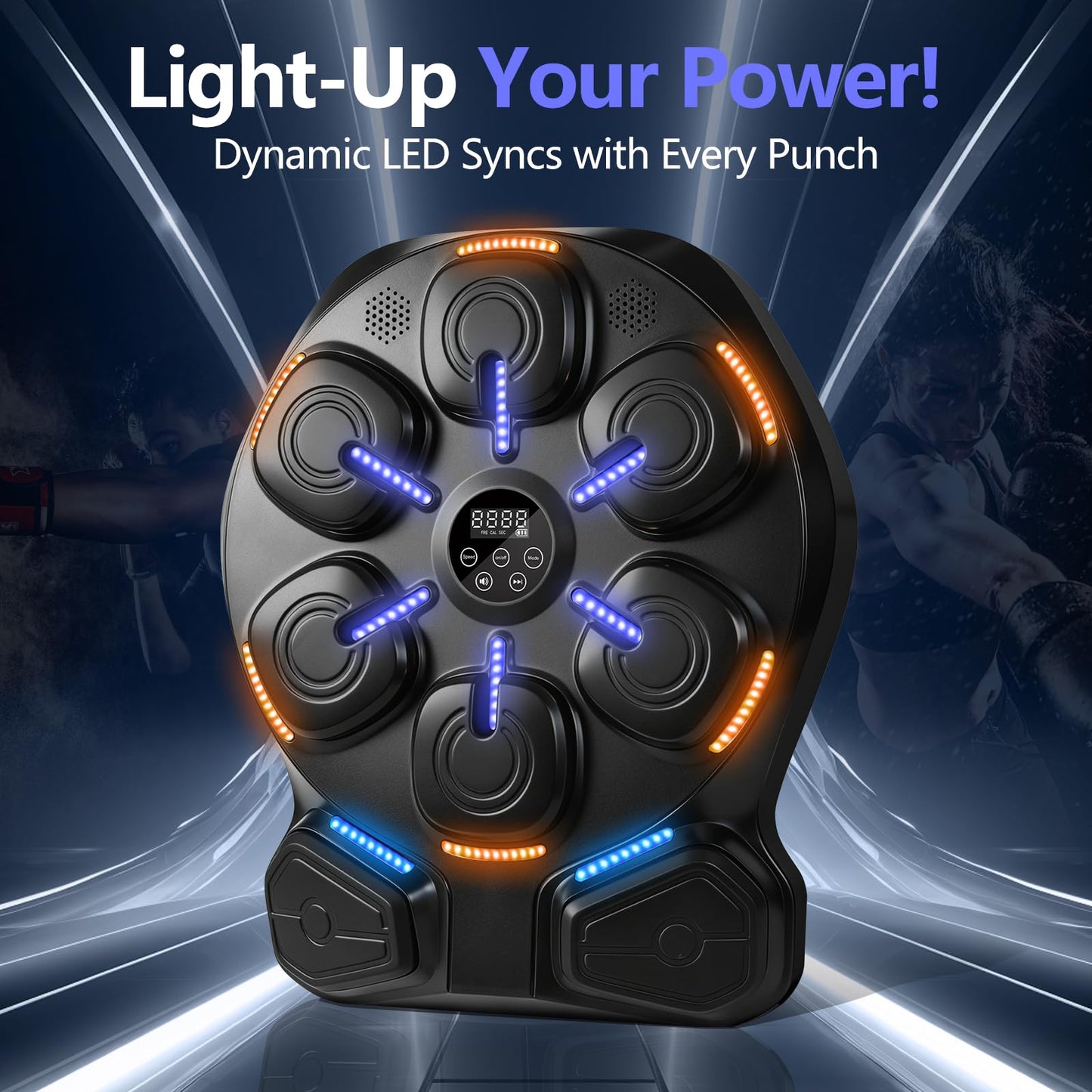 Smart Music Boxing Machine with LED Lights & Bluetooth Speaker – Interactive Punching Bag for Fitness, Rhythm Training & Stress Relief – Home Gym Equipment for Adults and Child with 8 Hitting Points