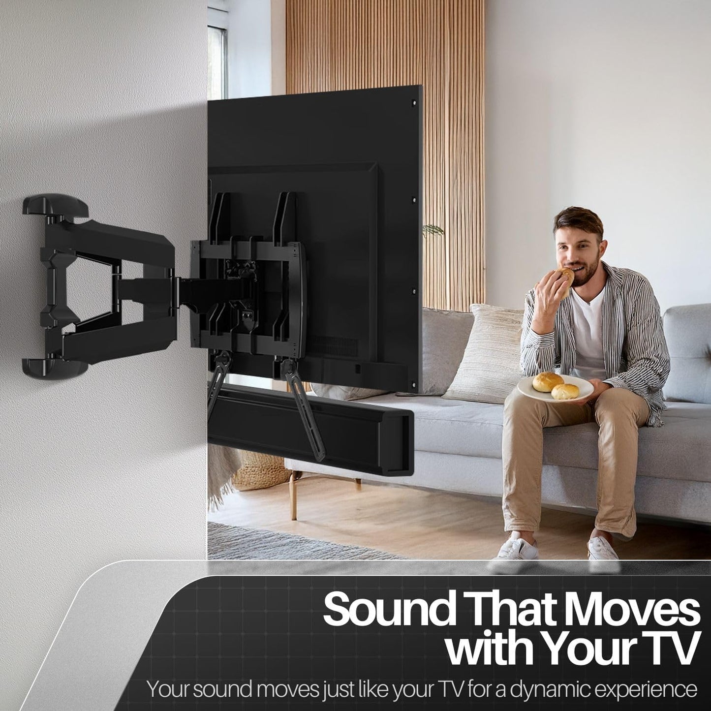 TNP Products 33 Lbs TNP Soundbar Mount Bracket Under TV or Above - Universal Sound Bar TV Mounting Kit with Adjustable