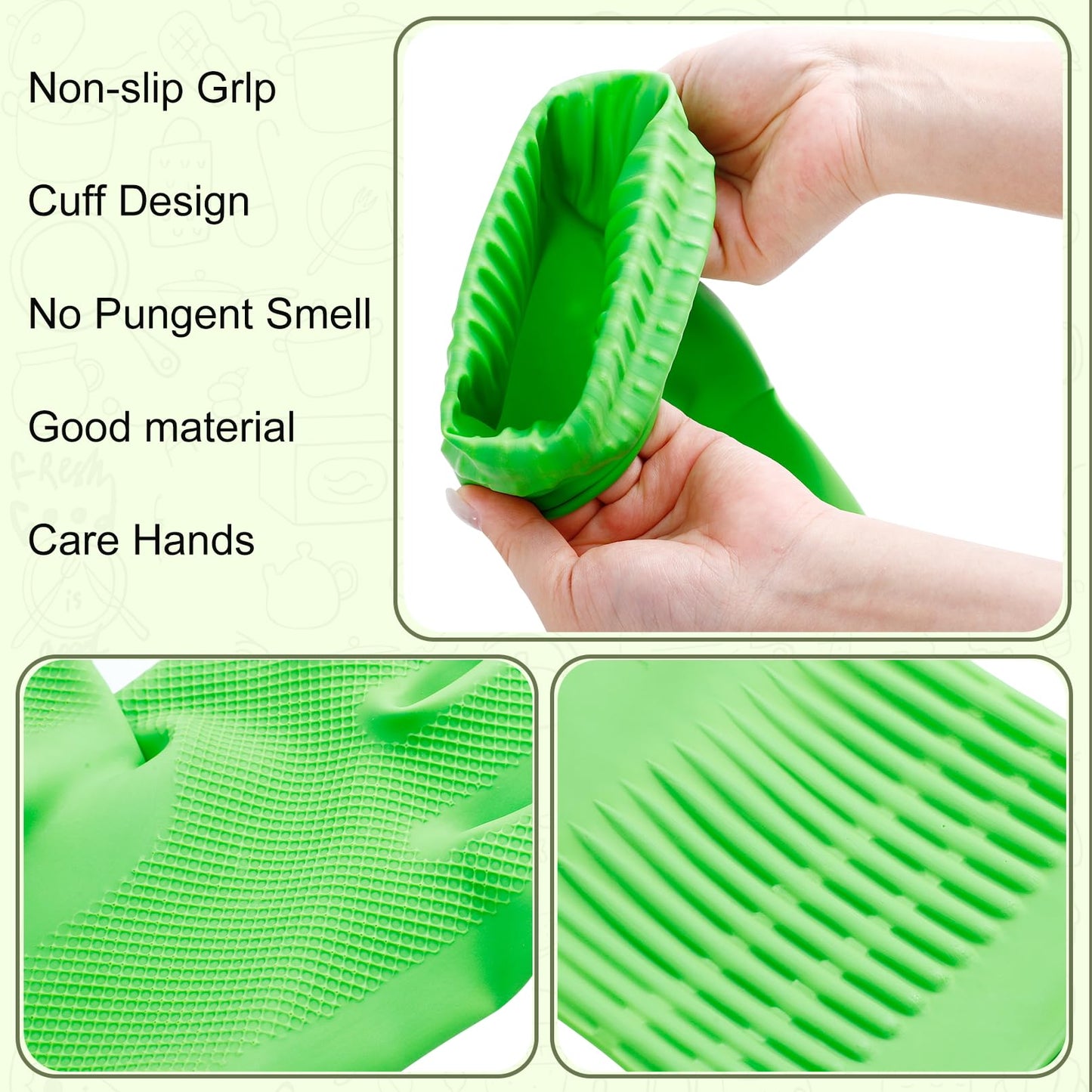Gdotmely 3 Pairs Rubber Dishwashing Gloves,Rubber Cleaning Gloves, Reusable Kitchen Glove for Household,Waterproof