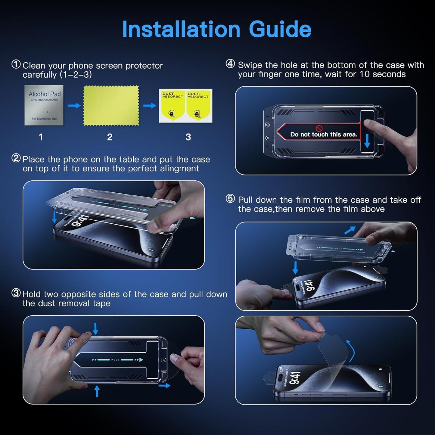 15 9H 15, 2 Pack Uyiton Anti-Blue Light for iPhone Screen Protector - Unbreak-Glass Full Coverage Case Friendly Scratch