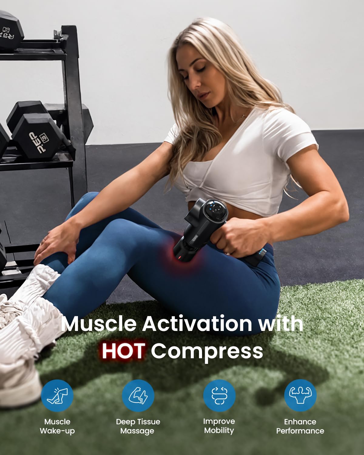 RENPHO Active Thermacool Deluxe Massage Gun Deep Tissue with Charging Stand, Fathers Day Dad Gifts Handheld Back Massager with Heat and Cold, Percussion Body Muscle Masajeador for Athletes Pain Relief