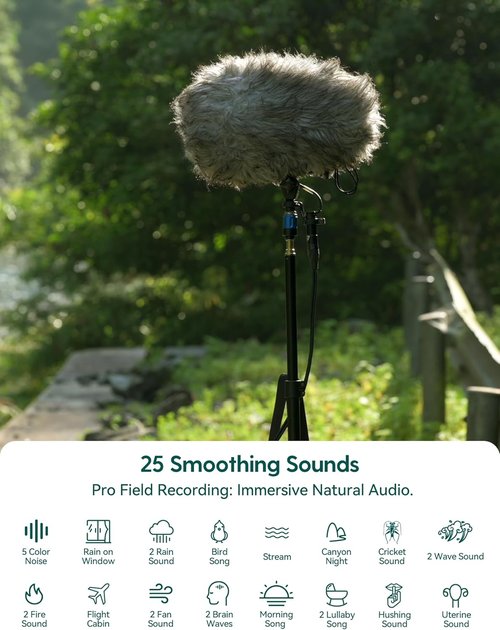 Babelio White Noise Sound Machine - Pocket Mini Pro | 1000mAh Battery, 25 Non-Looping Sounds, Timer & Memory Function