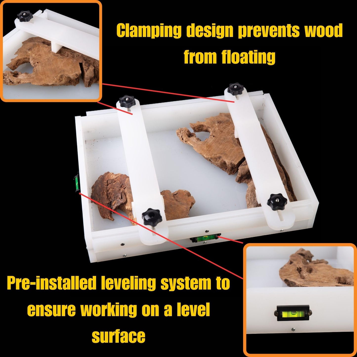 Kalinta Epoxy Mold with Divider, Kalinta 24x 18x 2.6inch Reusable Large Rectangle Epoxy Resin Form Integrated Clamping System for Table,Cutting Board