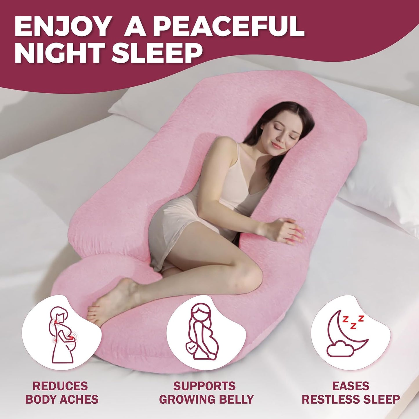 PILLANI Pregnancy Pillow - V C U Shaped 57-Inch Full Body Support with Removable Washable Cover | Cooling Maternity Comfort