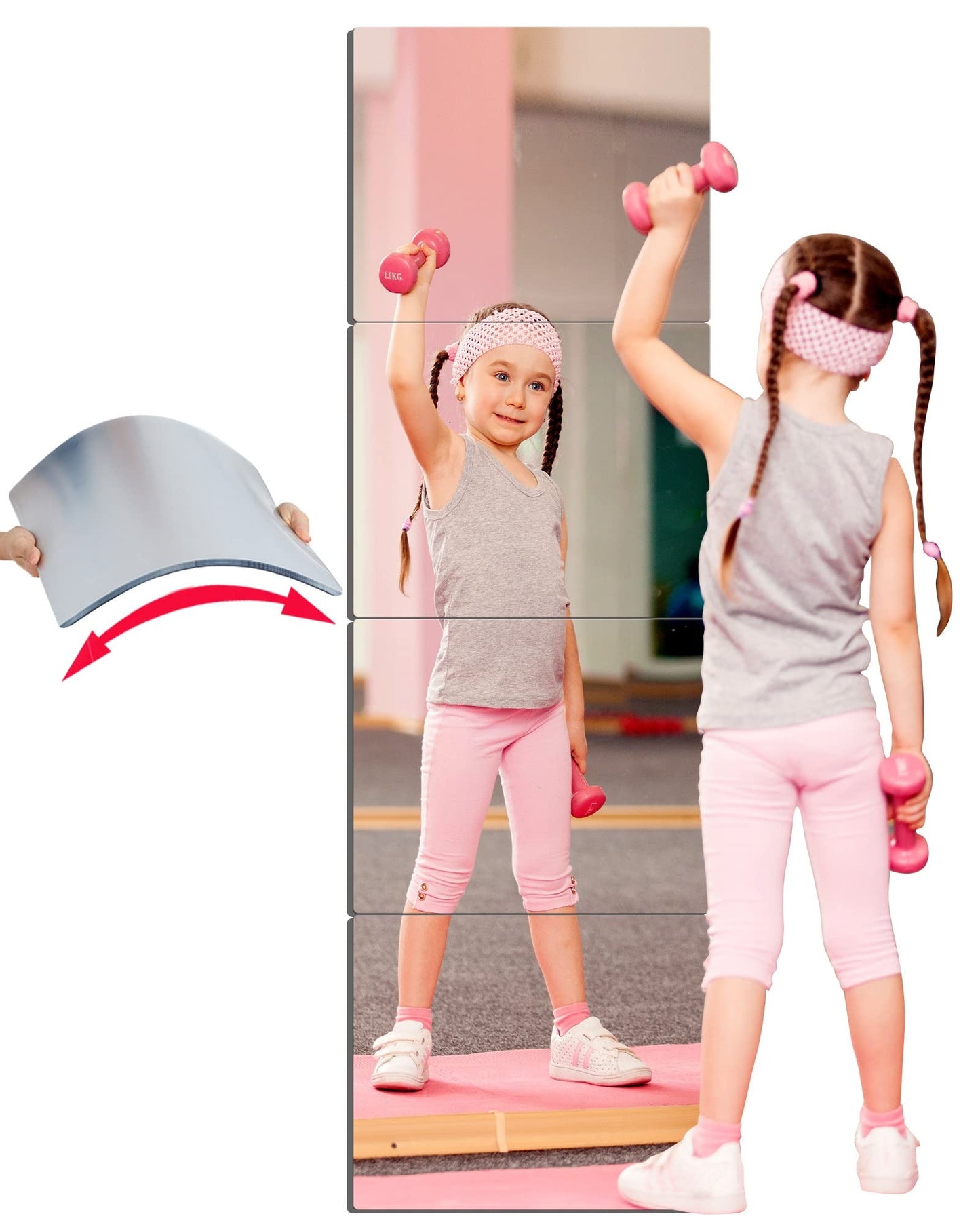 Unbreakable Acrylic Mirror Non-Glass shatterproof Mirror Full Length Wall Gym for Home Mirror Frameless Home Fitness Mirrors (4pcs,12 in x12 in ), Silver