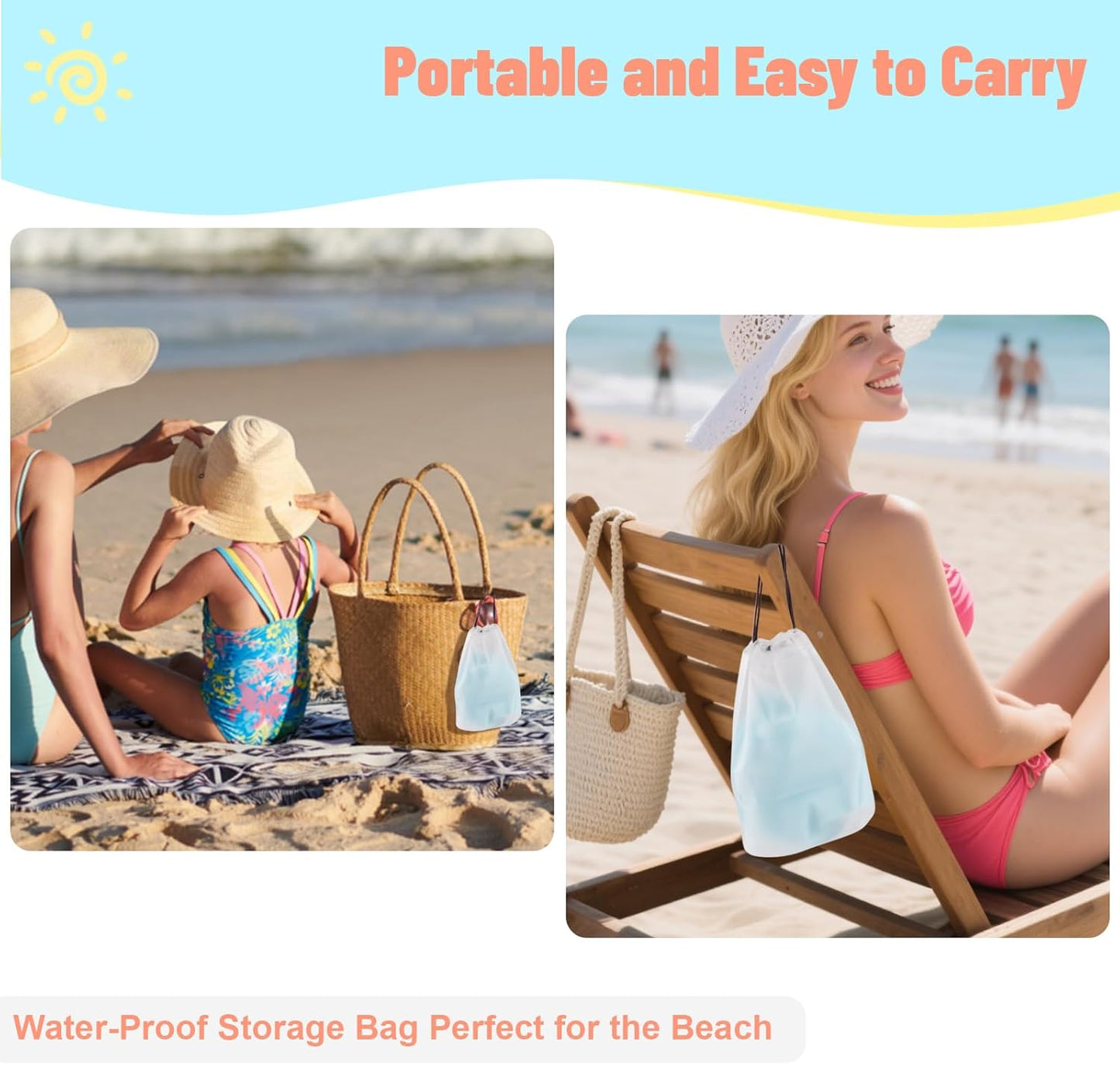 2Pcs Sand Remover for Beach Kids and Adults, Baby Powder Sand Removal Bag, Baby Beach Essentials