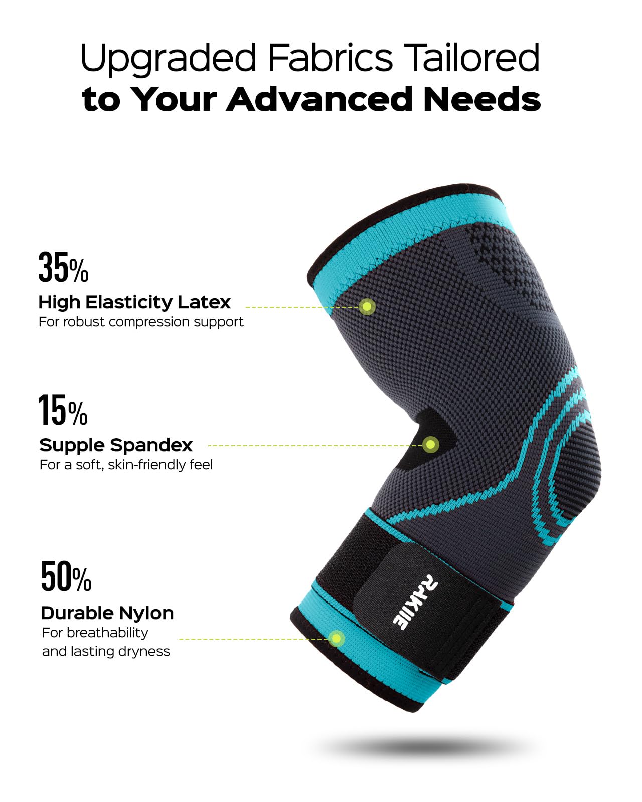 Rakiie Elbow Compression Sleeve 2 Pack, Elbow Brace for Tendonitis and Tennis Elbow, Pain Relief Elbow Brace for Men & Women, Elbow Sleeve Reduce Joint Pain for Tennis, Golfer, Workouts, Blue (M)