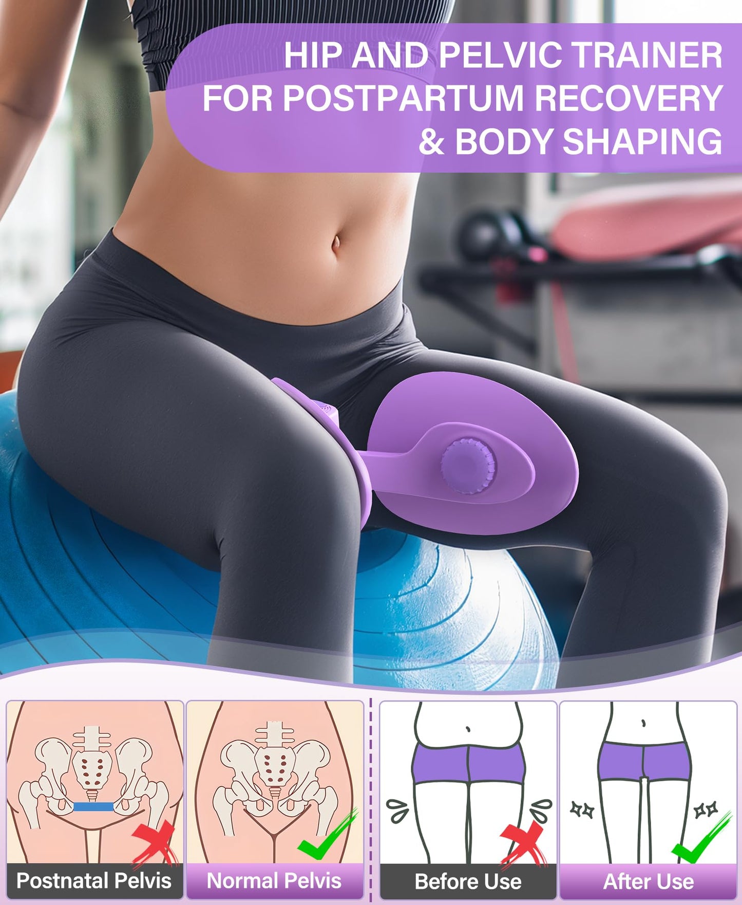 Kegel Exerciser, Pelvic Floor Muscle Exercise Devices for Women, Inner Thigh Exerciser Leg Workout Equipment Thigh Trainer for Male Hip Trimmer Inner Thigh Toner Workout