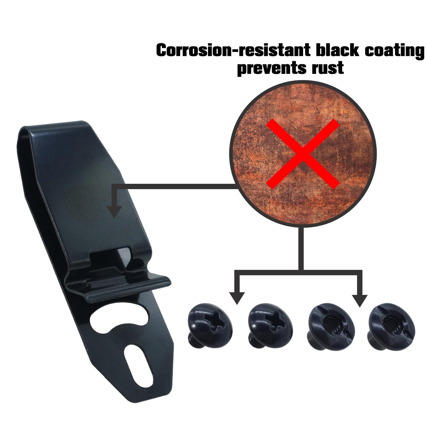 Universal Metal Belt Clip with Screws for DIY Holster Making, Knife Sheaths, IWB Holster Rust-Proof Belt Clip, Black Titanium (1.5"-1 Pack)