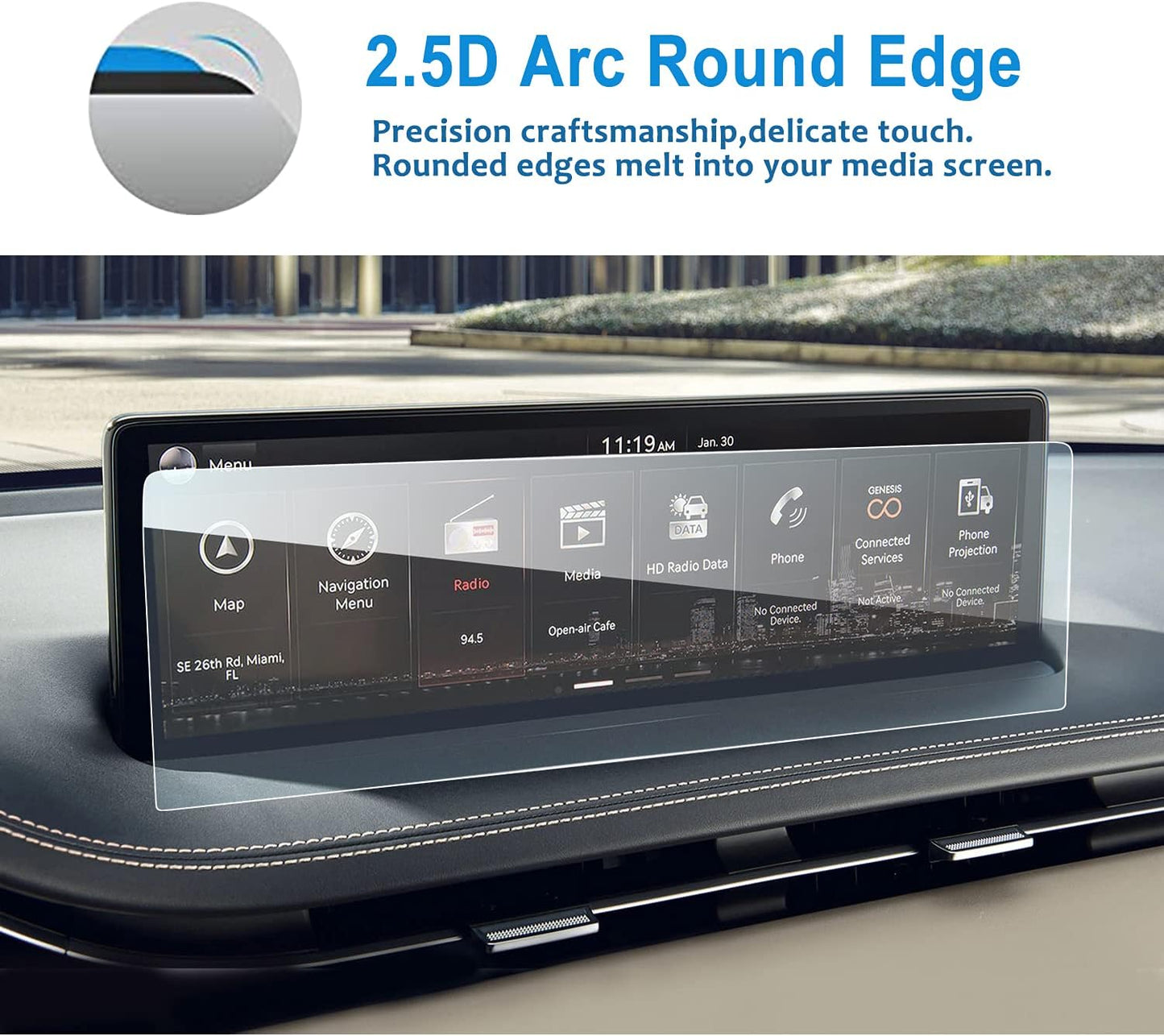 2022 2023 2024 GV70 9H 14.5-Inch) LFOTPP Glass Screen Protector for Genesis Tempered Glass Navigation Hardness Car