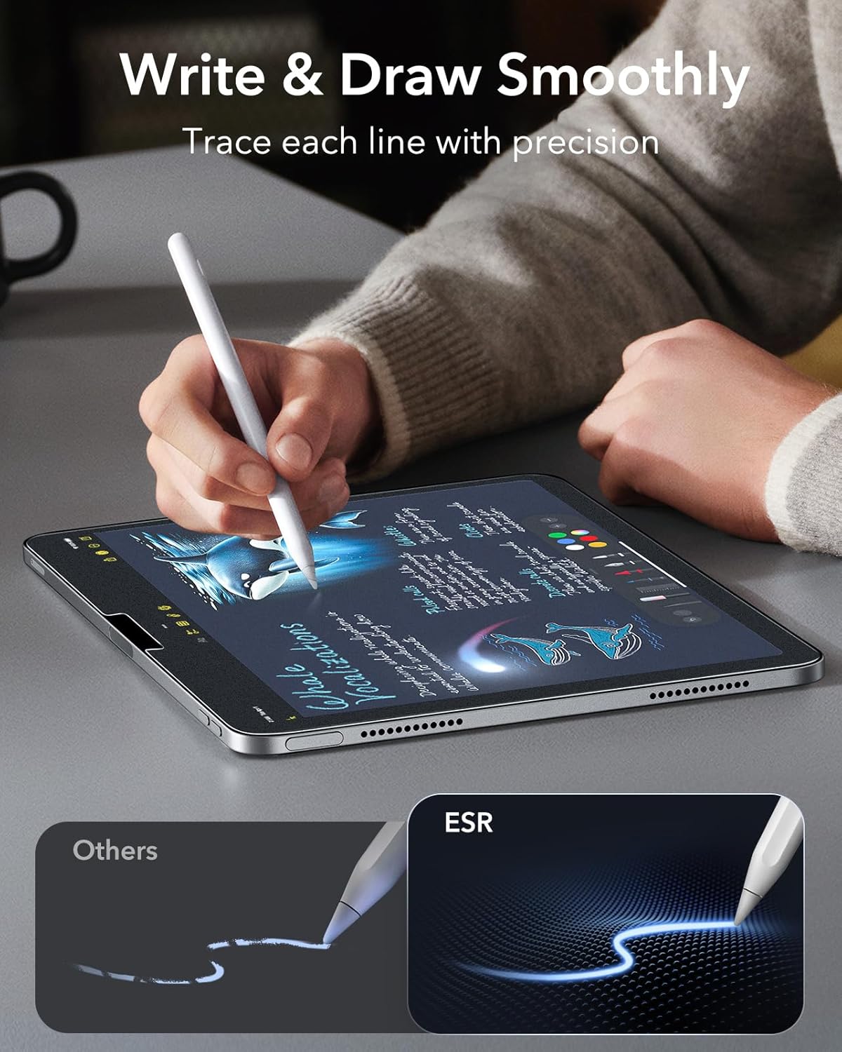 2 Pack 11 Inch (M5/M4) 2025/2024, 9H ESR Armorite Paper-Feel Screen Protectors for iPad Pro Write and Draw Like on