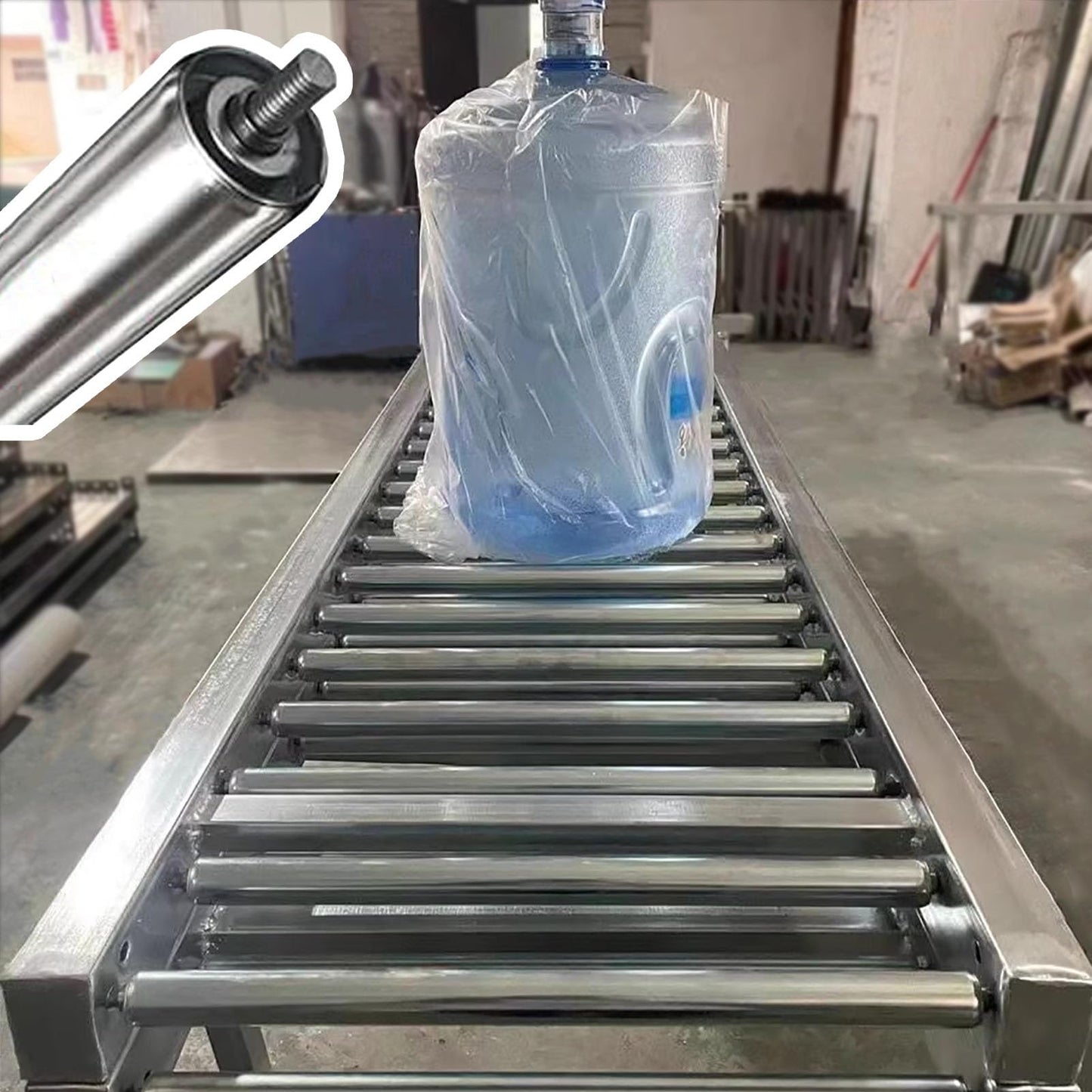 Heavy Duty Conveyor Rollers - 1in Industrial Belt Conveyor, Unpowered Light-Duty Rollers Table, Metal Flow Chute Stand, 300lbs Load Capacity, 40cm Wide (15.75in)
