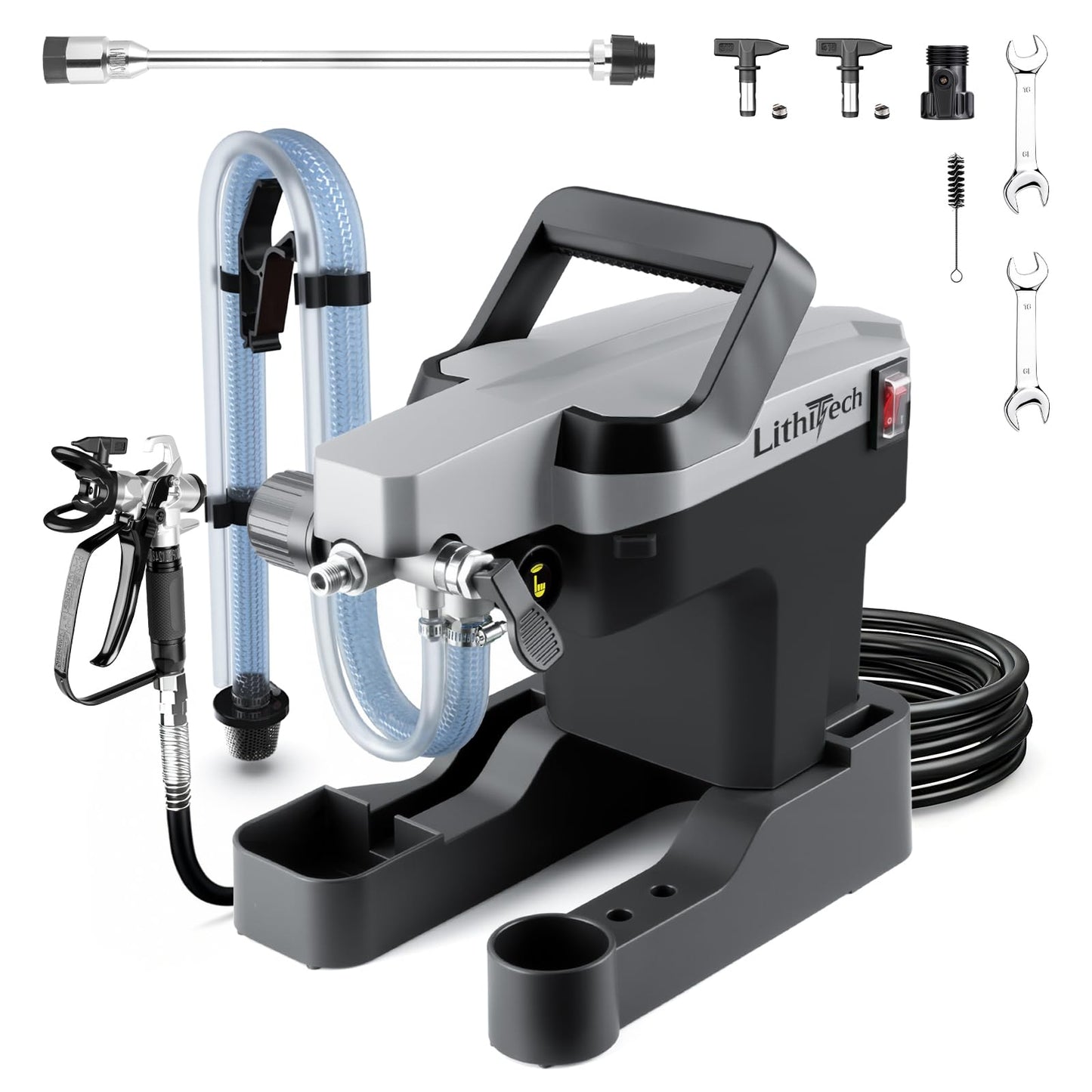 Lithitech Airless Paint Sprayer, 3000PSI High Efficiency Paint Sprayer Gun,Thinning-Free,with Accessories Storage Space,with Extension & Other Accessories, Paint Sprayer for House Painting