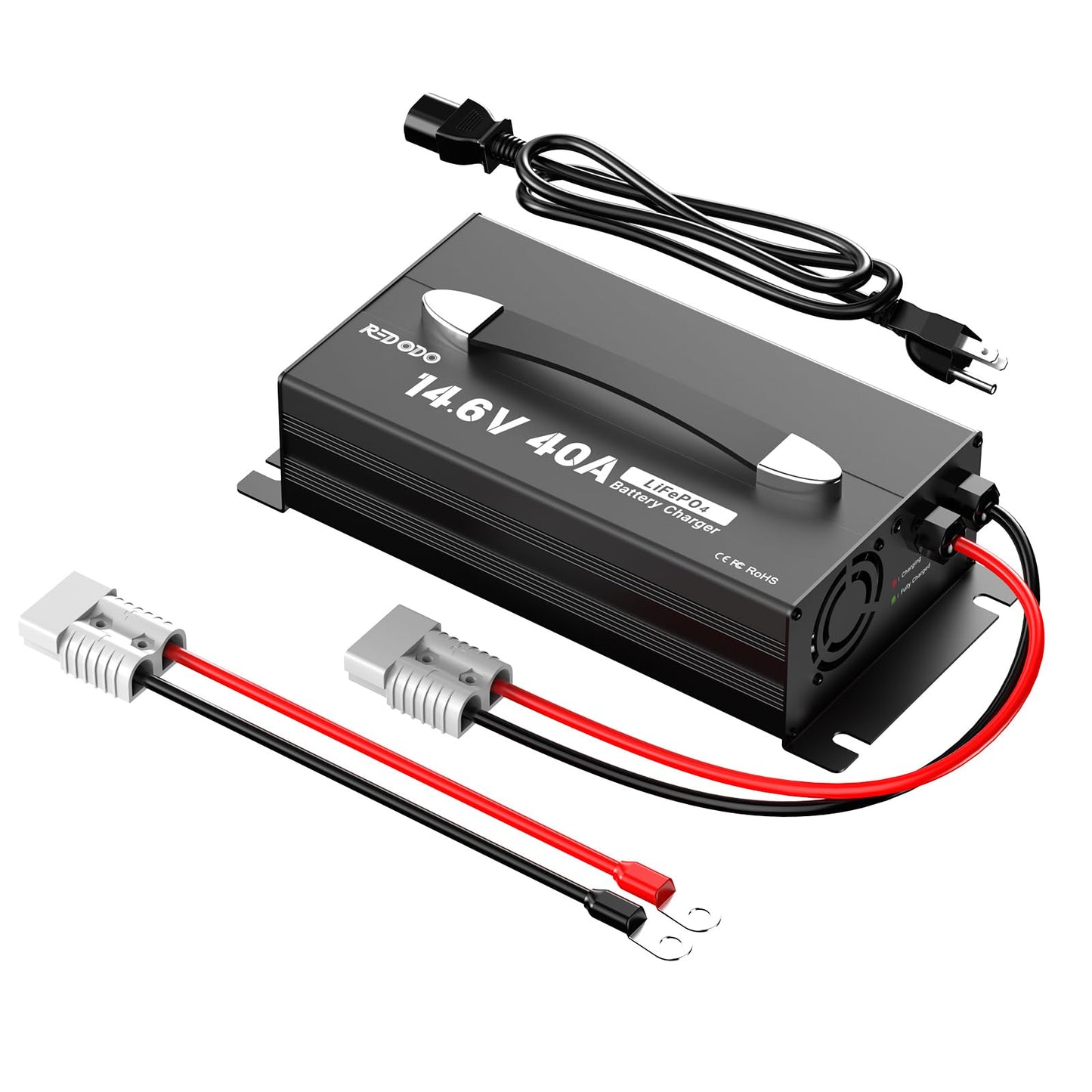 Redodo 14.6V 40A LiFePO4 Battery Charger, Dedicated Lithium Battery Charger,Upgraded Handle,Compact Durable Design with Full Protection, Perfect for 12V LiFePO4 Battery