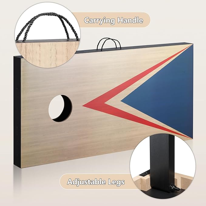 Cornhole Sets 4 x 2 ft with 8 Bean Bags Regulation Size, Corn Hole Games for Adults Outdoor Bean Bag Toss Game