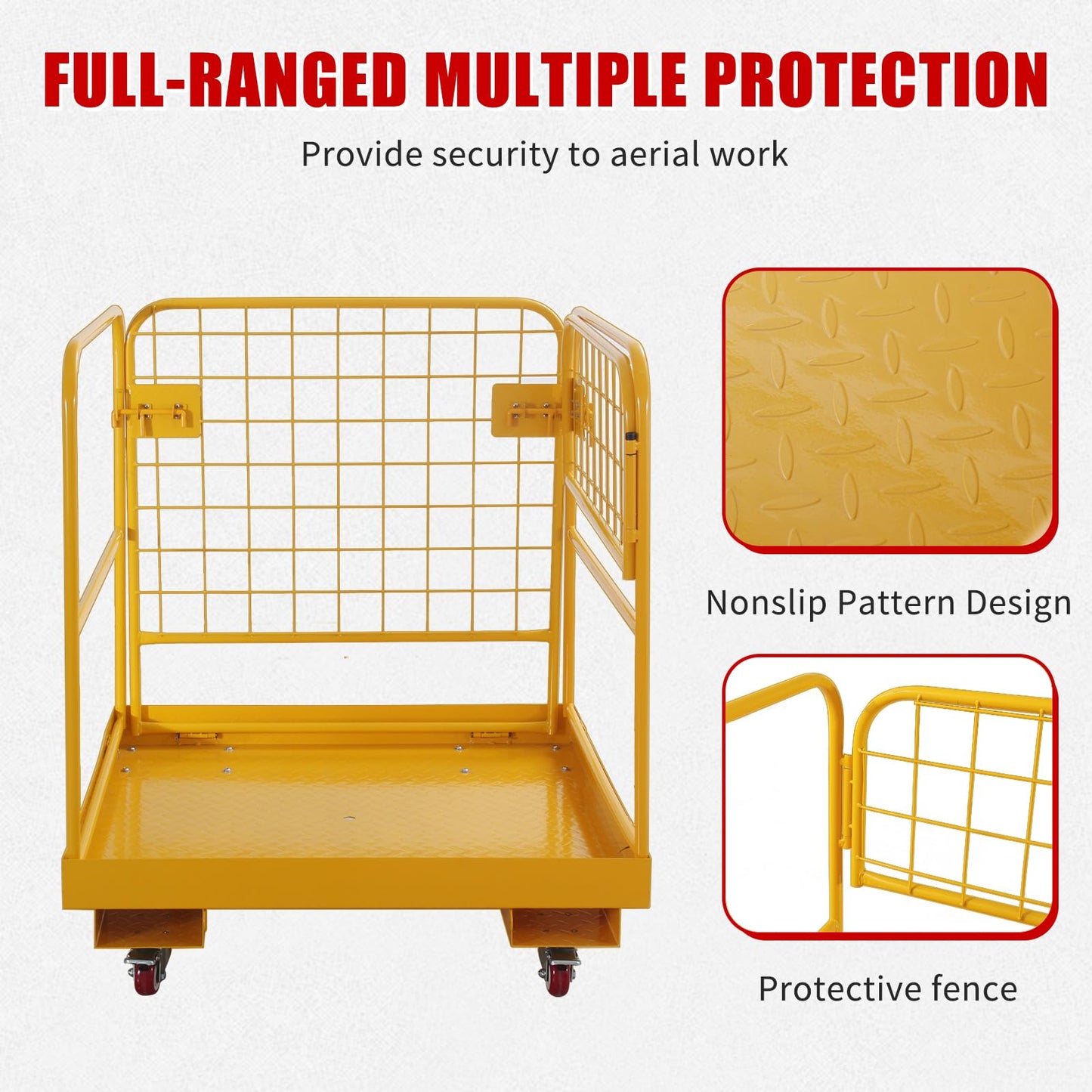 Atatod Forklift Safety Cage 36"x36" inch Heavy Duty Forklift Man Basket 1150lbs Capacity Work Platform Provide Safety for Most Aerial Jobs