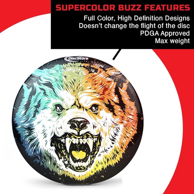 Discraft ESP Buzzz Supercolor Midrange Disc Golf Disc - Custom Design Discraft Discs - Straight Flying and Great for All Skill Levels - Free Mini Marker Included