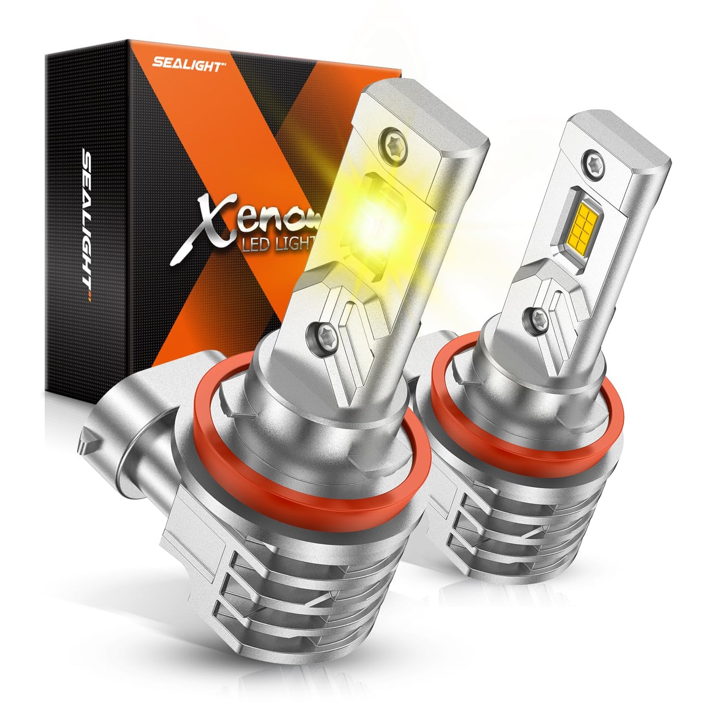 SEALIGHT H11/H16/H8 LED Fog Light Bulbs, 16000LM Brightness, 3000K Amber Light, Yellow, Pack of 2