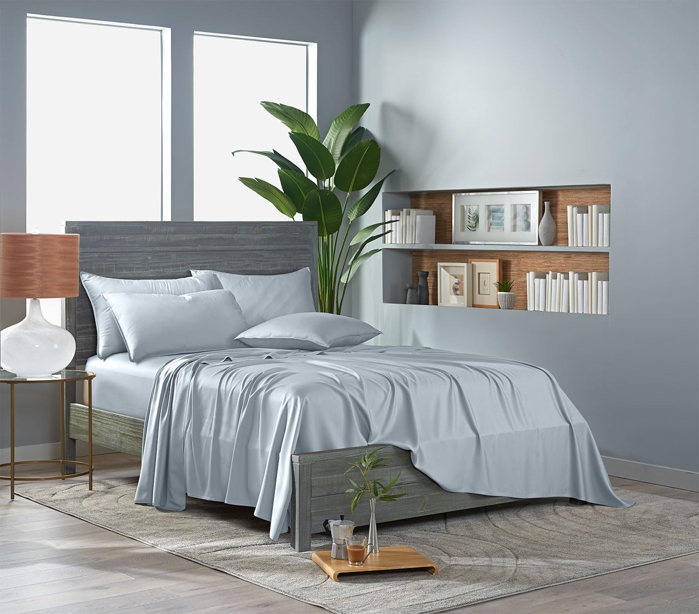 Pure Bamboo King Sheets - Luxuriously Soft 100% Organic Viscose Bed Sheet Set | Cooling & Durable (King, Glacier)