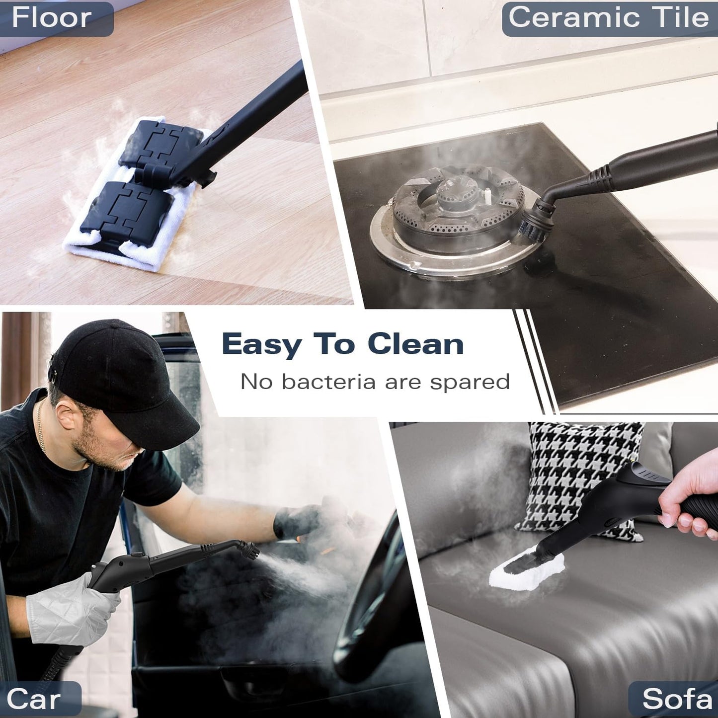 Steam Cleaner, Handheld Steamer with 21 Accessories, 248°F High-Temperature Steam for Floors, Grout, Tiles, Carpet, Cars - Portable 1.08L Tank, Child Lock, Chemical-Free Cleaning