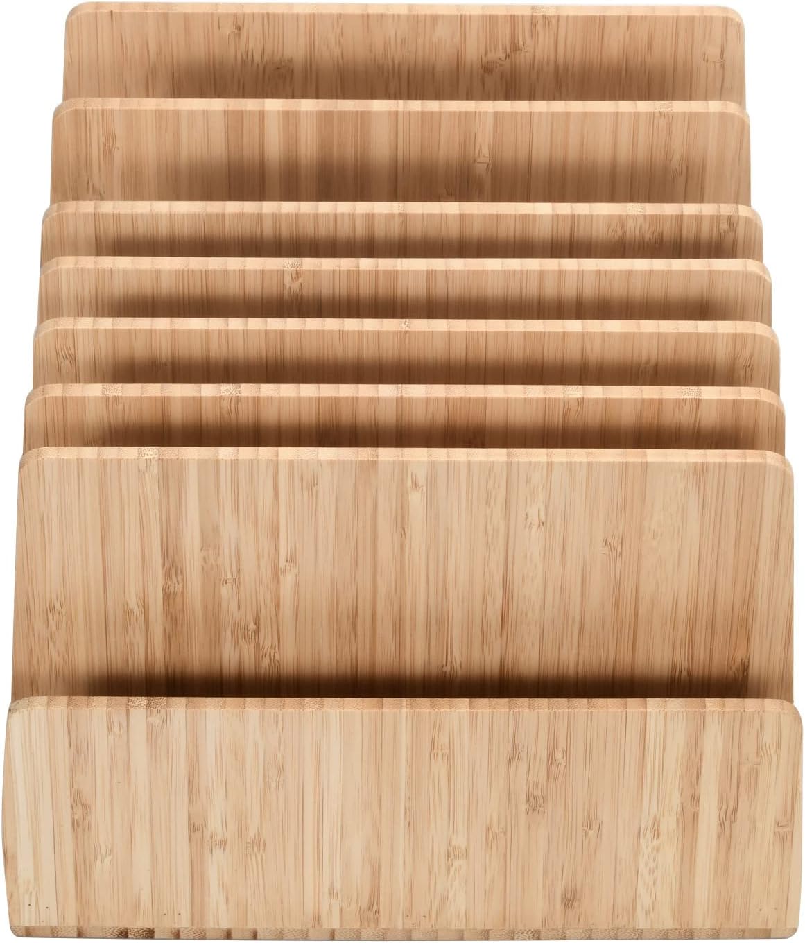 MobileVision 7 Bamboo Device Organizer for Smartphones, Tablets and Laptops, Slots With Extra Wide Slots for Laptops