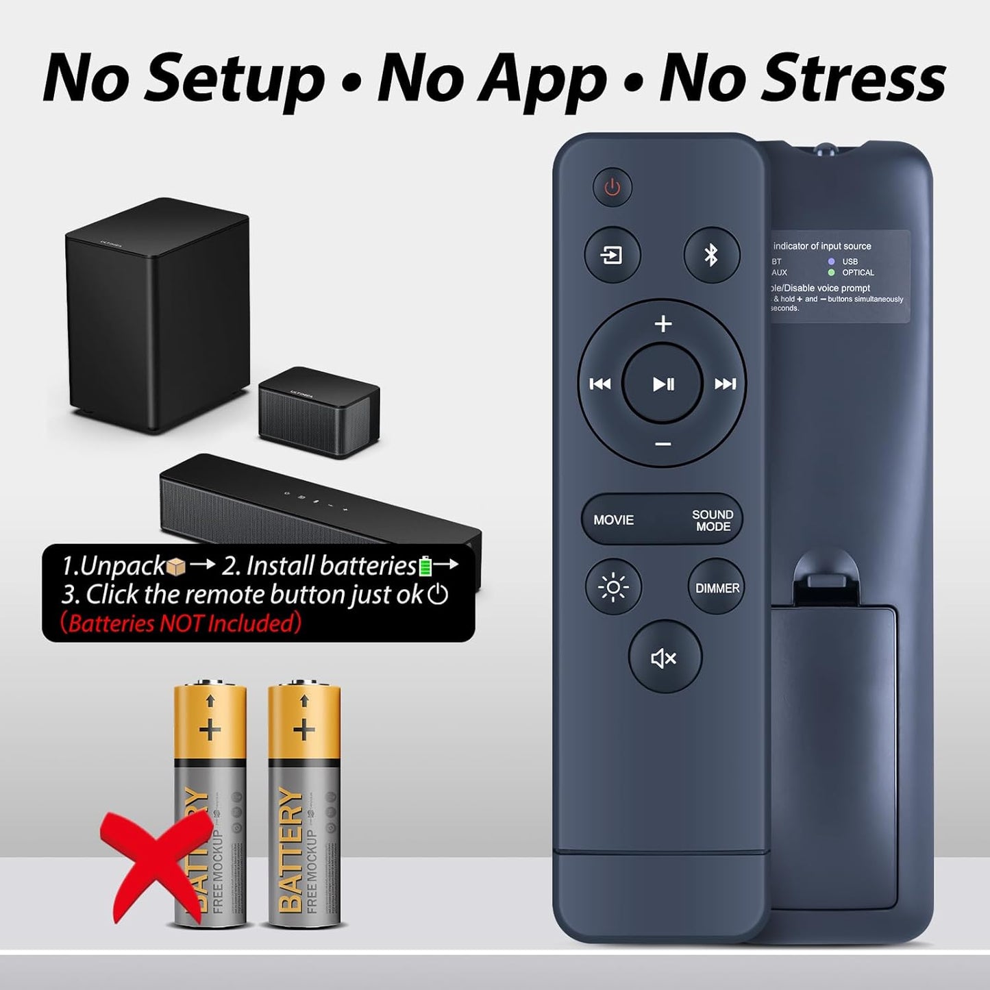 WDZP 100075108 20 Inch New Soundbar Remote Control for Onn Sound Bar Speaker
