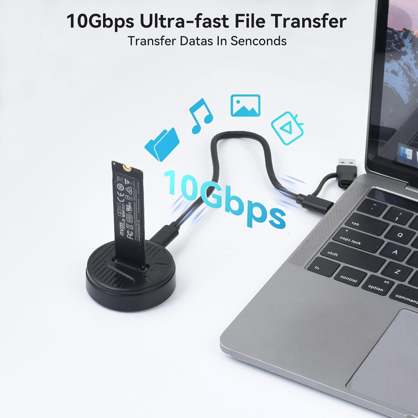 ELUTENG M.2 10Gbps, RTL9210 Single NVMe to USB C/USB A Docking Station Adapter Card Reader, Plug & Play, Chip, Supports