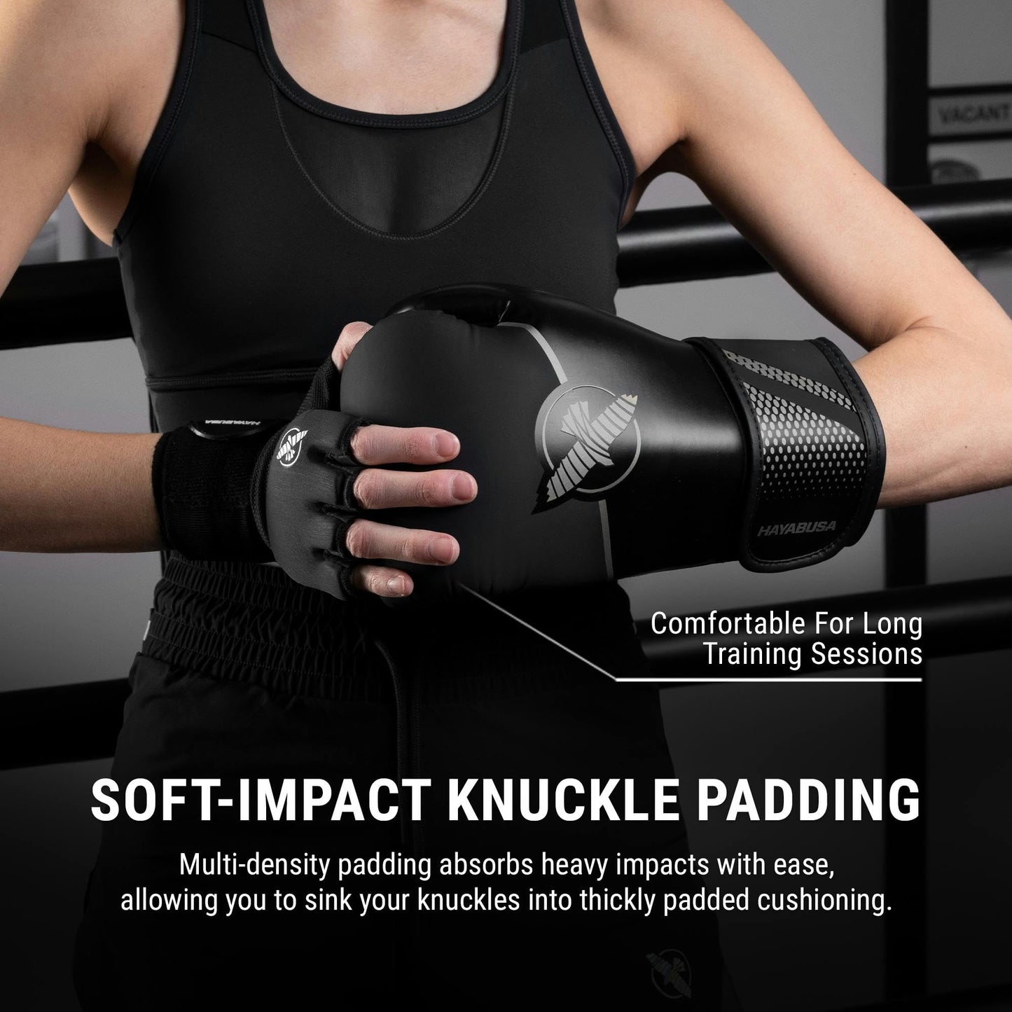 Hayabusa Sport Boxing Gloves for Men and Women – Dual-Splinted Wrist Support, Multi-Density Foam Padding, Contoured Fit – Ideal for Boxing, Kickboxing, and Muay Thai Training - Black/Charcoal, 16oz