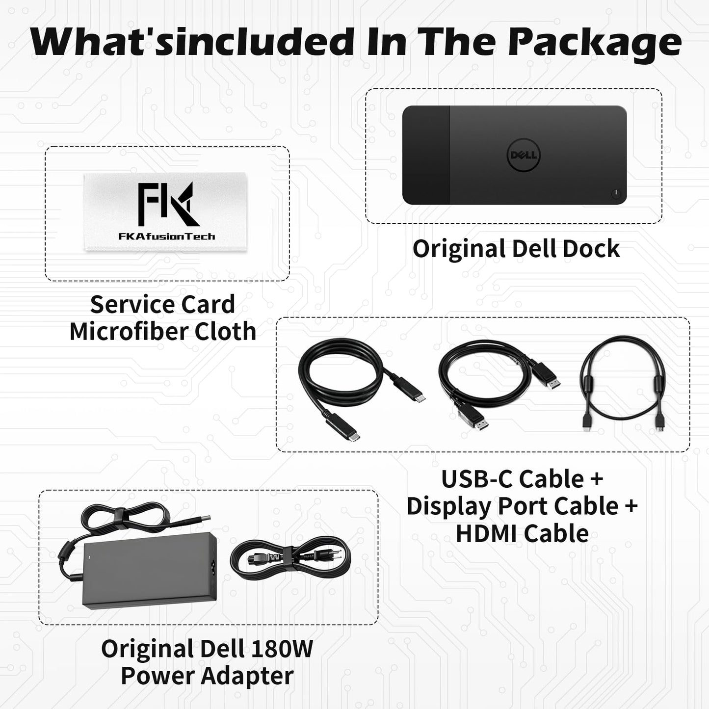 WD19S Dell Docking Station, Performance Dock WD19S, 180W Power Adapter + 130W Power Delivery, Support Dual/Triple Monitor & 4K Displays, with Fkafusion Tech HDMI and DP Cable, New - 3 Year Warranty