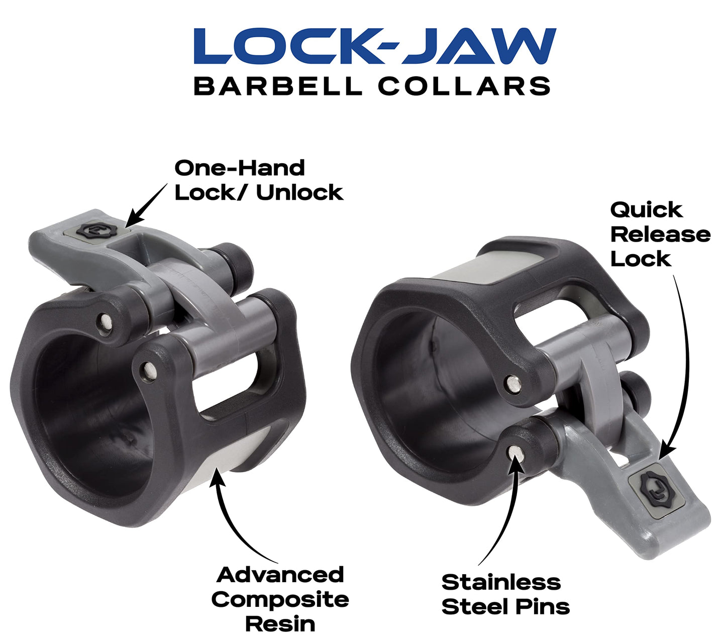 Lock-Jaw Barbell Collars HEX Olympic Barbell Clamps 2 Pcs – Heavy Duty Bar Clamps for 2” & 50mm Olympic Bars – Secure Weight Bar Clamps for Strength Training & Home Gym Accessories – Purple